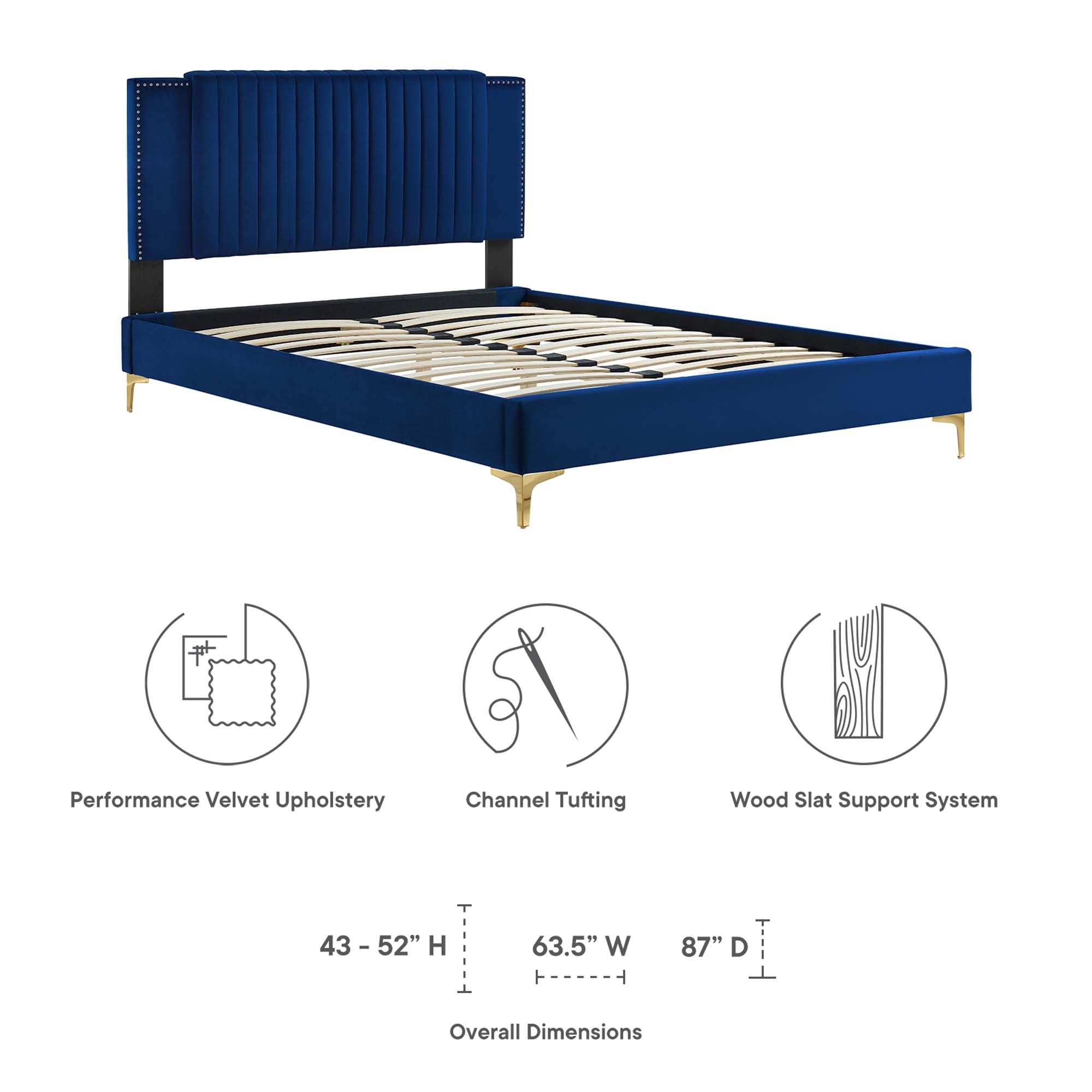 Zahra Channel Tufted Performance Velvet Full Platform Bed