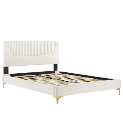 Yasmine Channel Tufted Performance Velvet Full Platform Bed