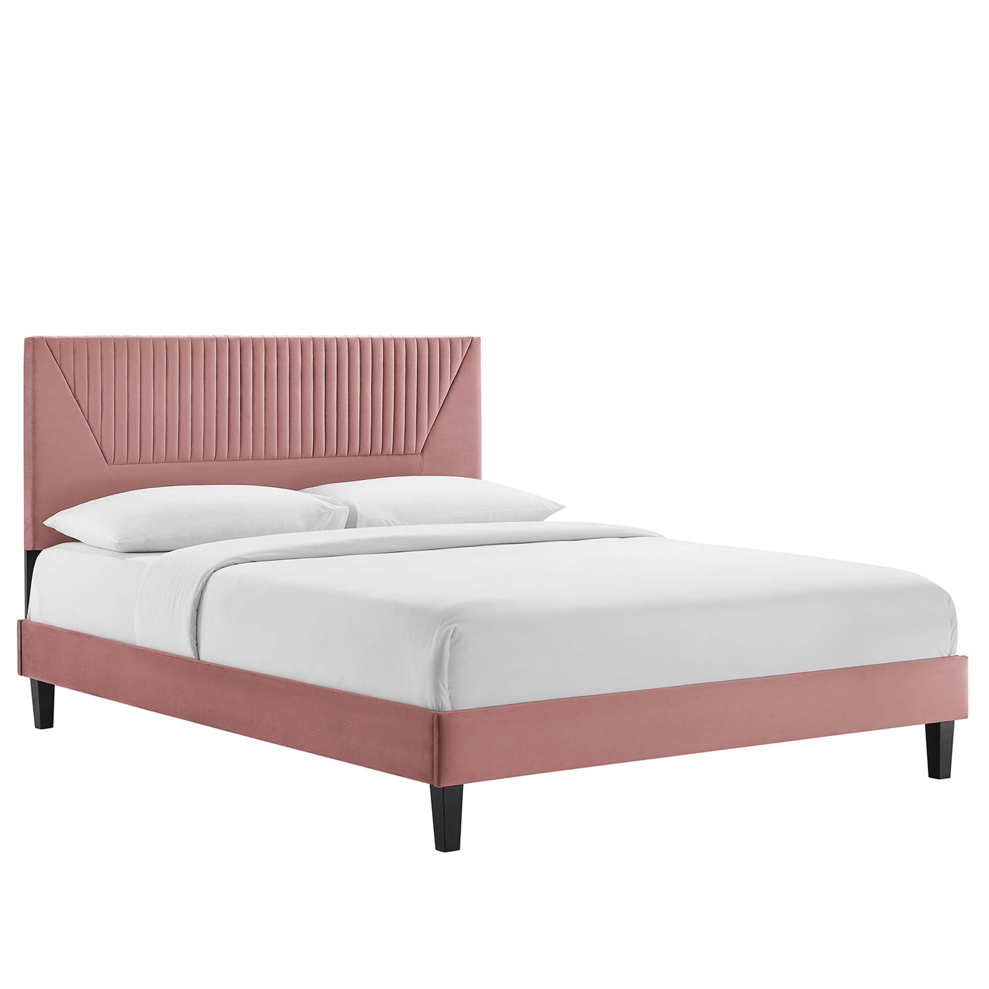 Yasmine Channel Tufted Performance Velvet Full Platform Bed