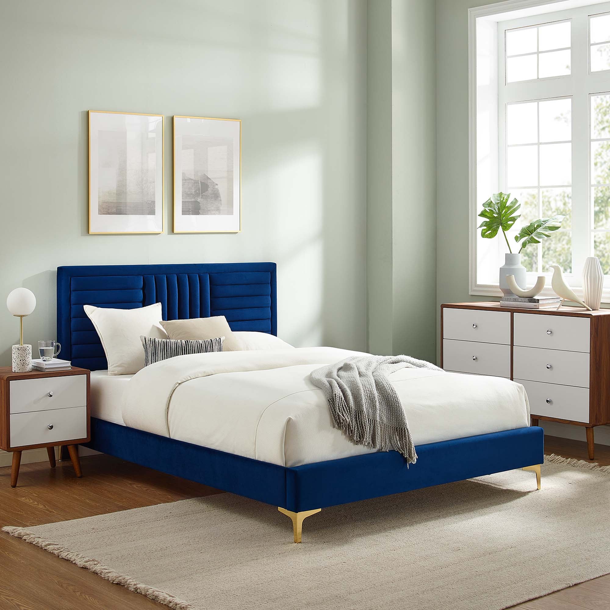 Sofia Channel Tufted Performance Velvet King Platform Bed