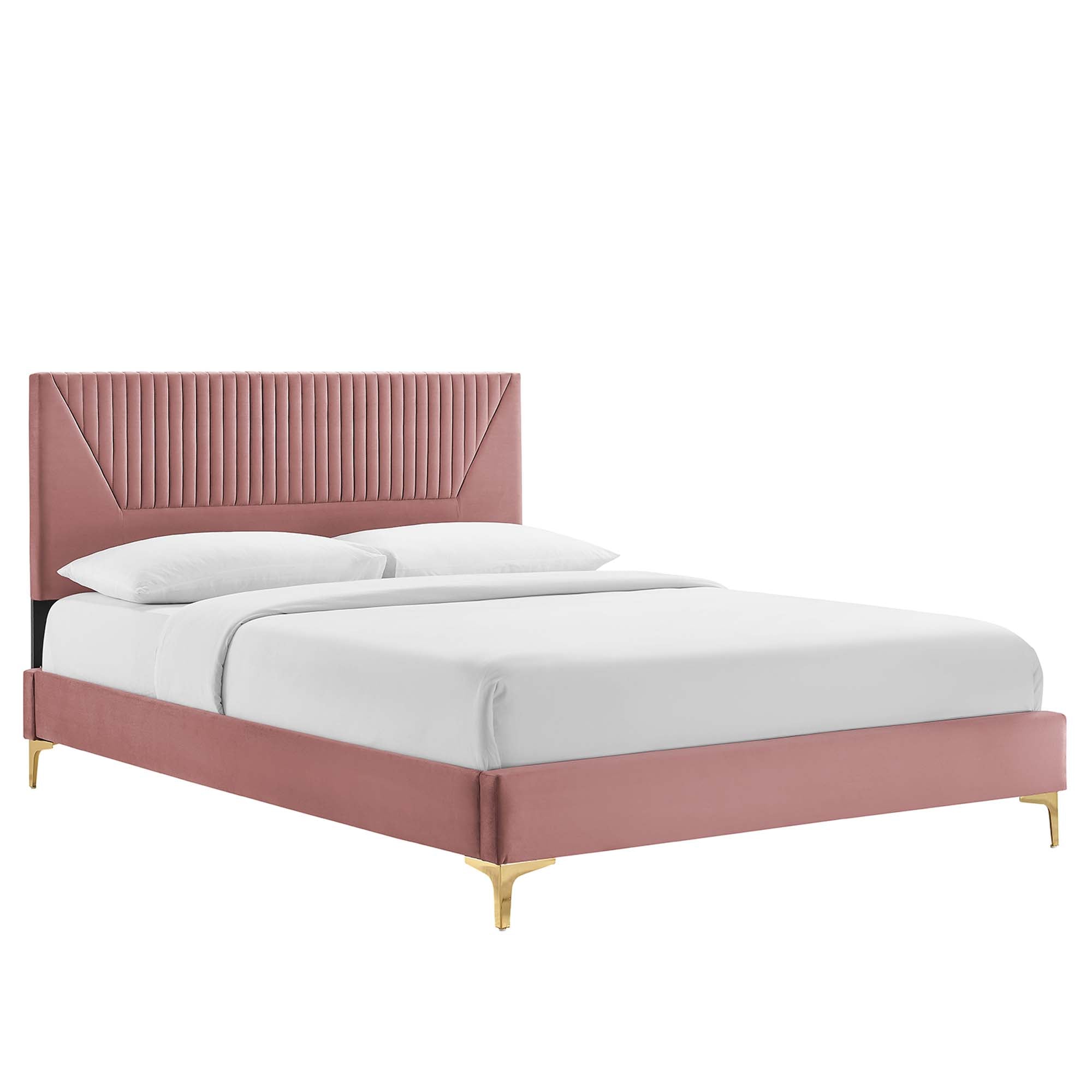 Yasmine Channel Tufted Performance Velvet King Platform Bed