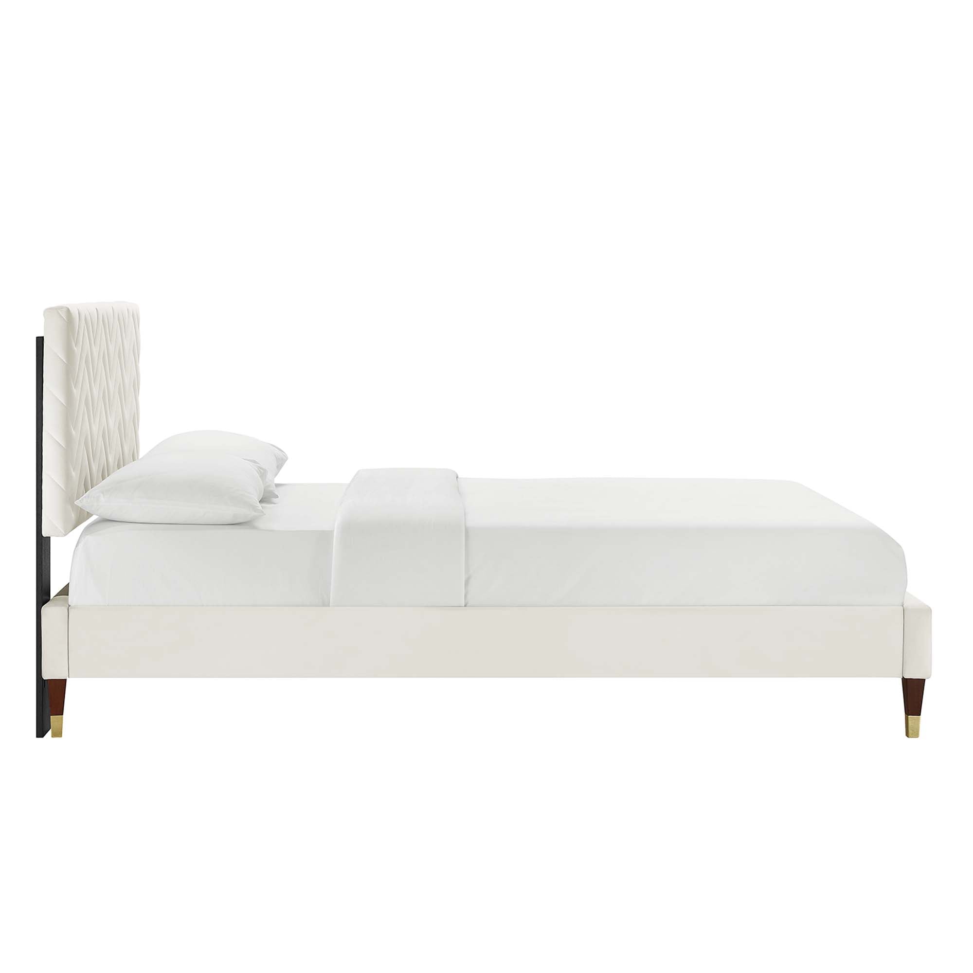 Leah Chevron Tufted Performance Velvet King Platform Bed