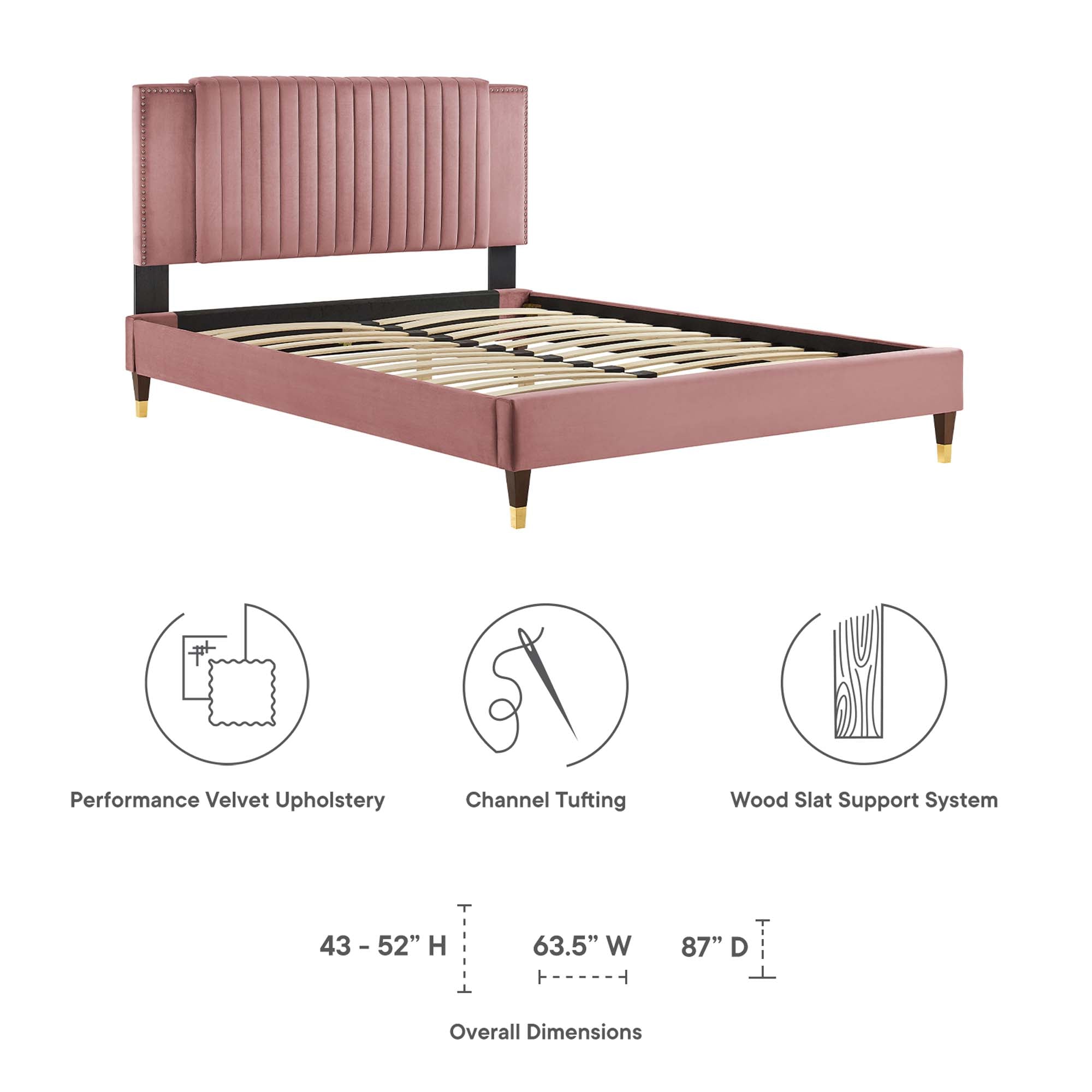 Zahra Channel Tufted Performance Velvet King Platform Bed