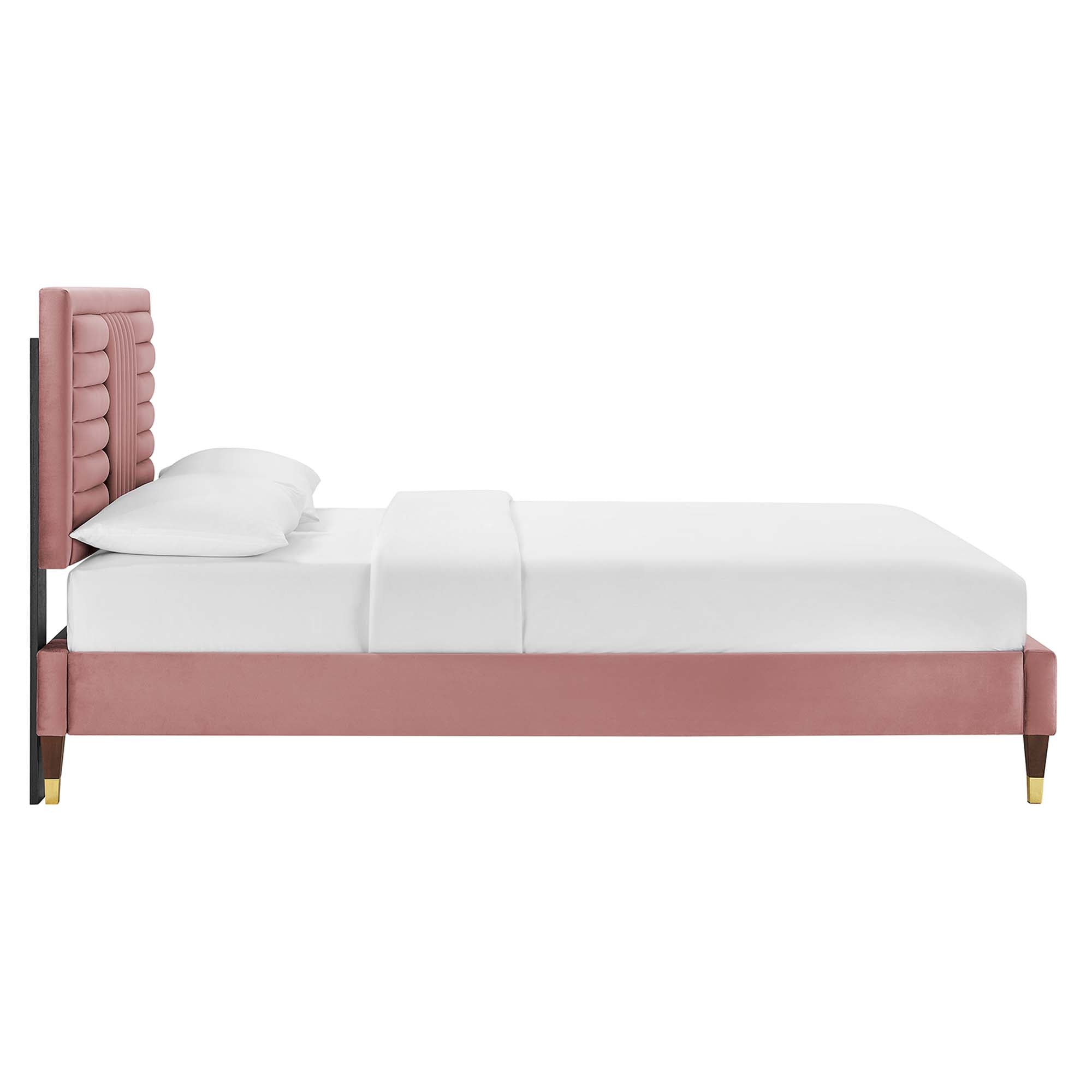 Sofia Channel Tufted Performance Velvet King Platform Bed