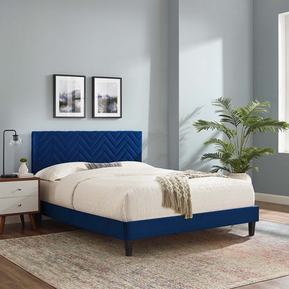 Leah Chevron Tufted Performance Velvet King Platform Bed