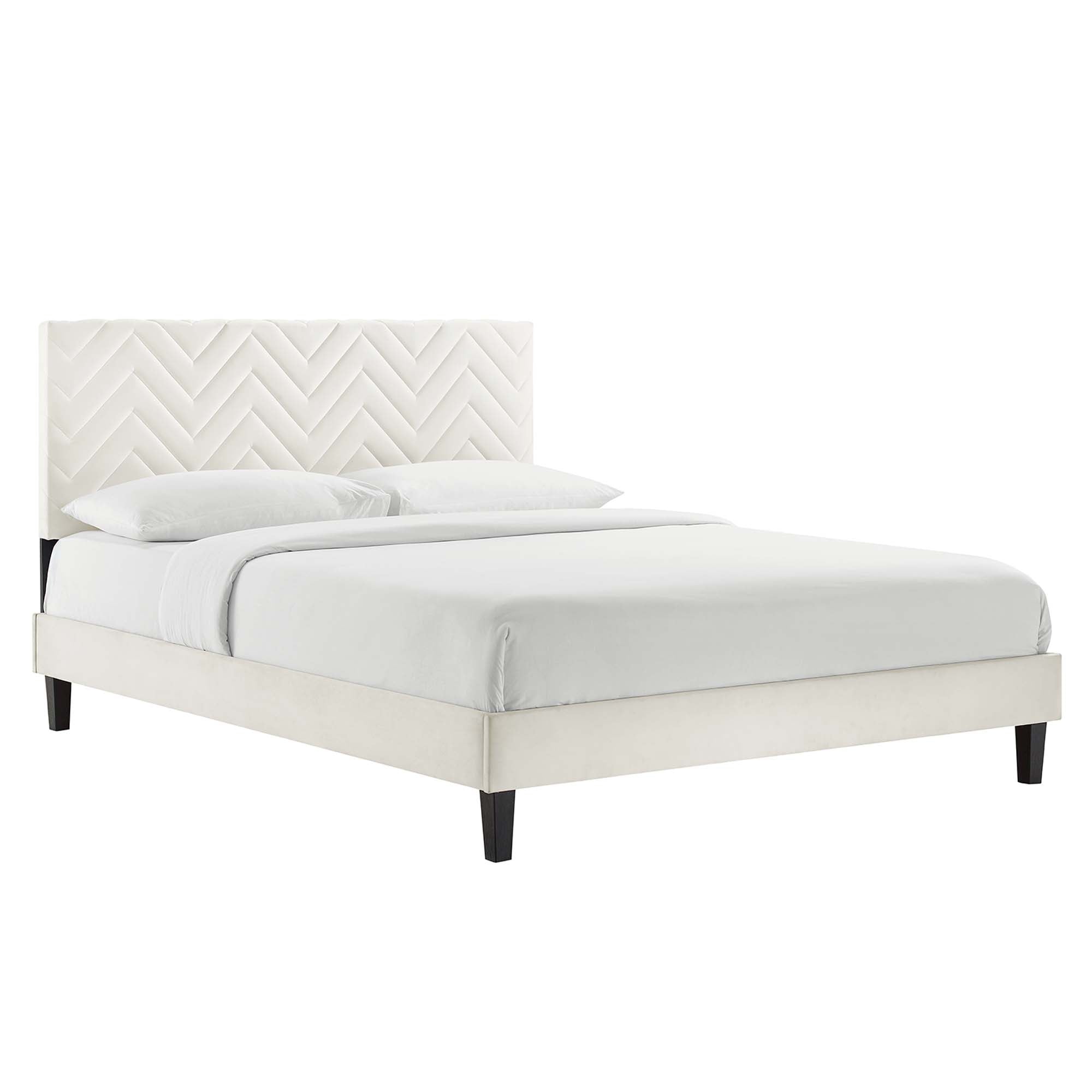 Leah Chevron Tufted Performance Velvet King Platform Bed