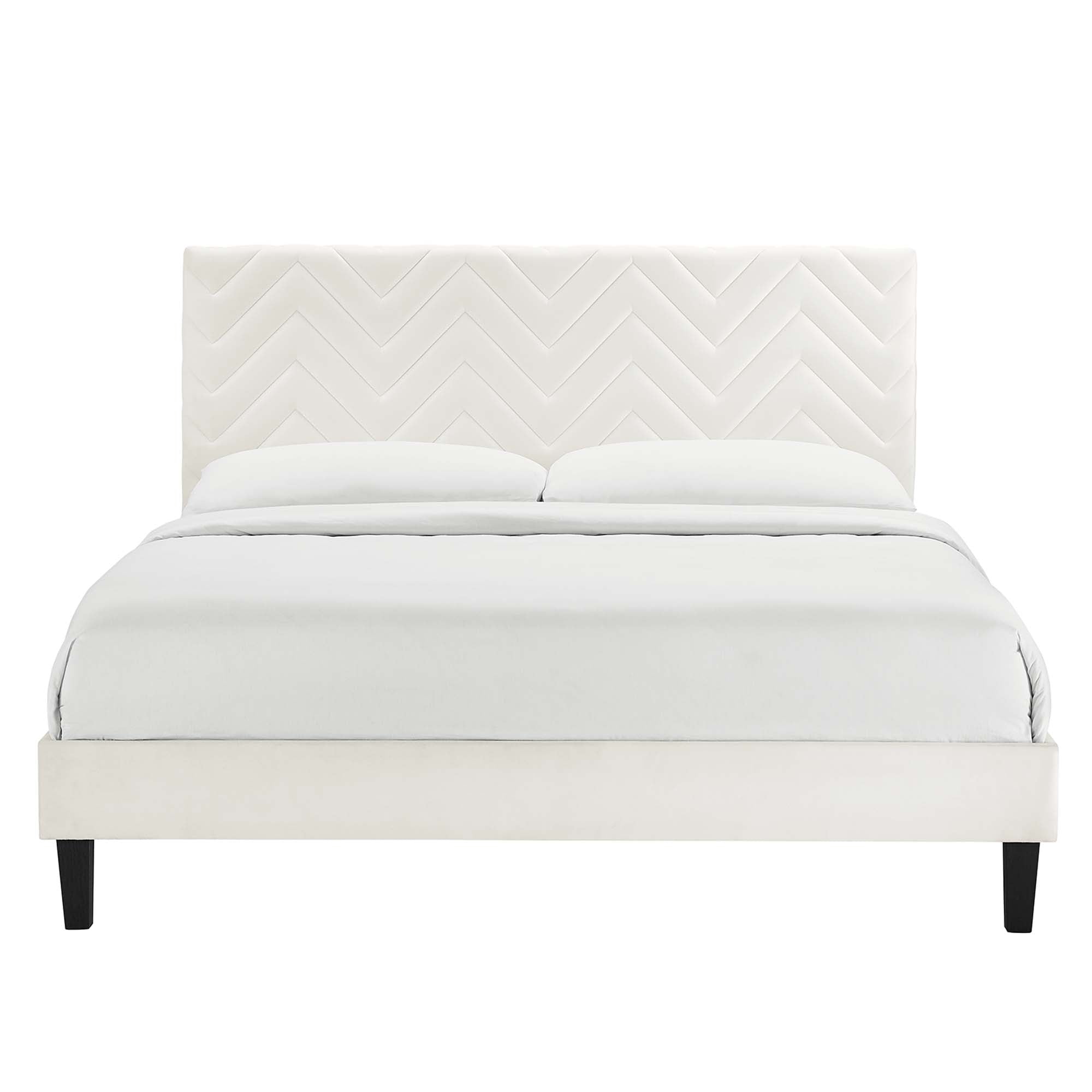 Leah Chevron Tufted Performance Velvet King Platform Bed