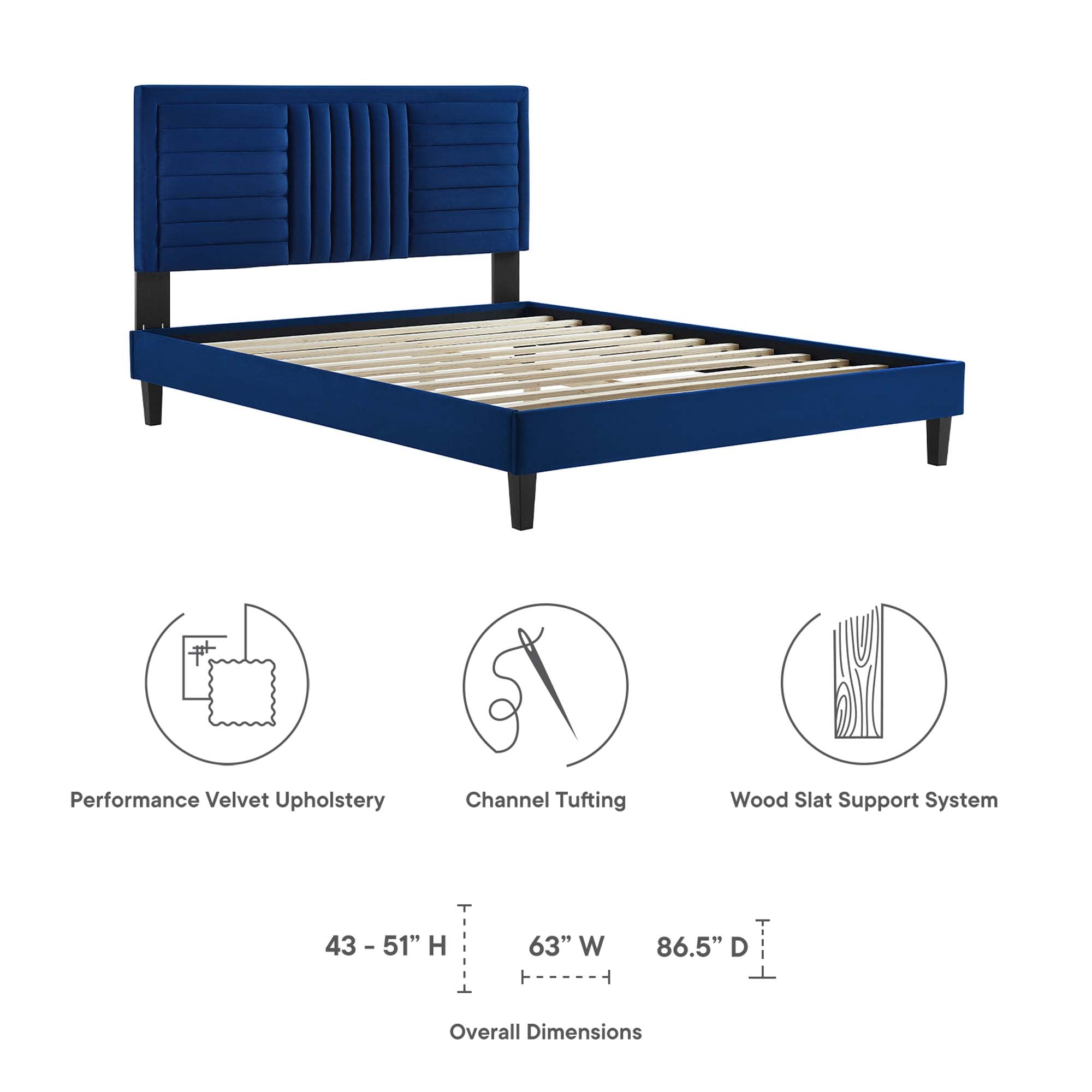 Sofia Channel Tufted Performance Velvet King Platform Bed