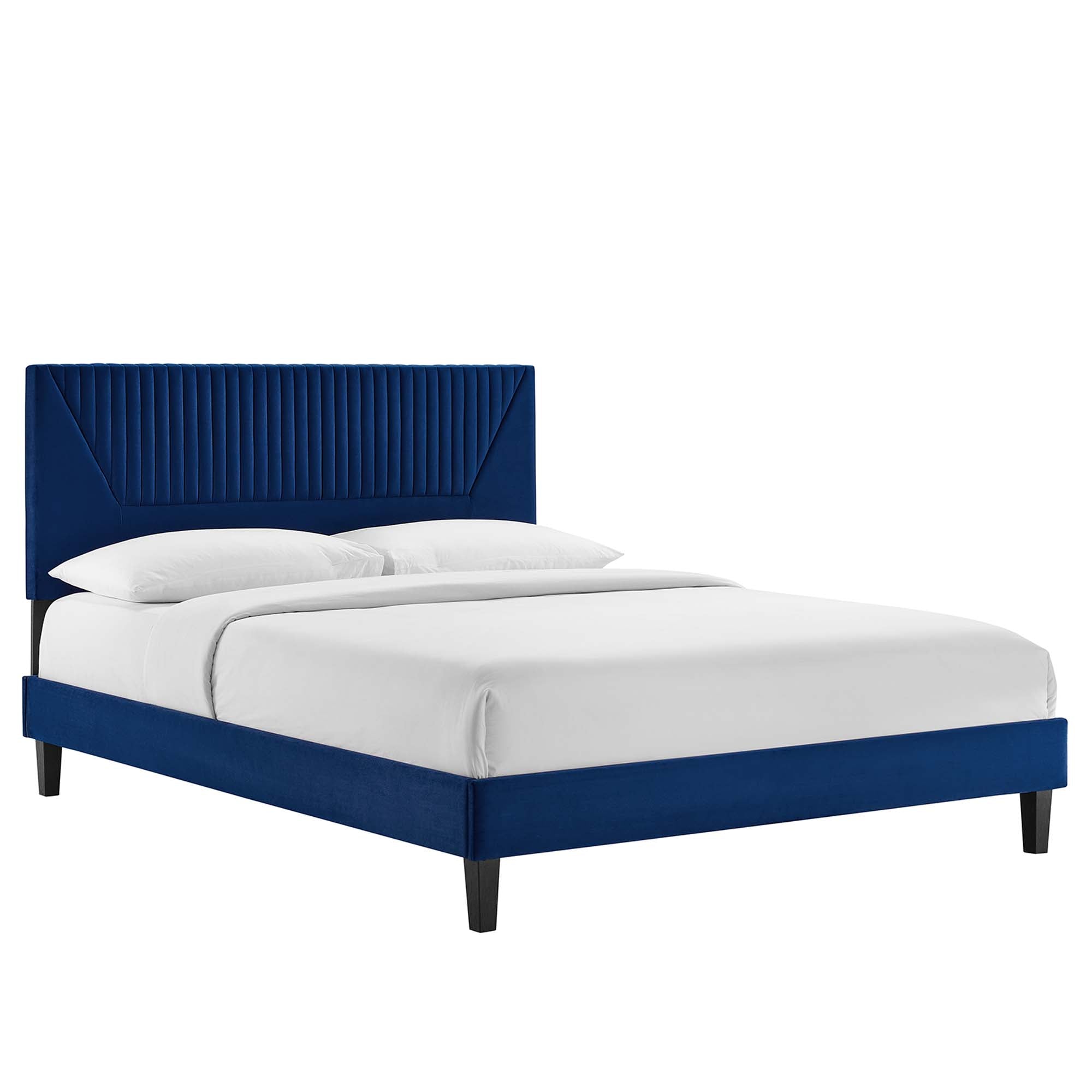 Yasmine Channel Tufted Performance Velvet King Platform Bed