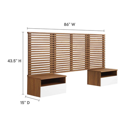 Render Wall Mount Headboard and Modern Nightstands Walnut Twin Size