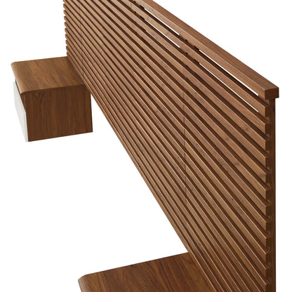 Render Wall Mount Headboard and Modern Nightstands Walnut Twin Size