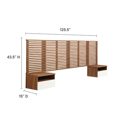 Render Wall Mount Headboard and Modern Nightstands Walnut King Size