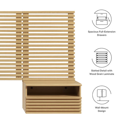 Render Wall Mount Twin Headboard and Modern Nightstands