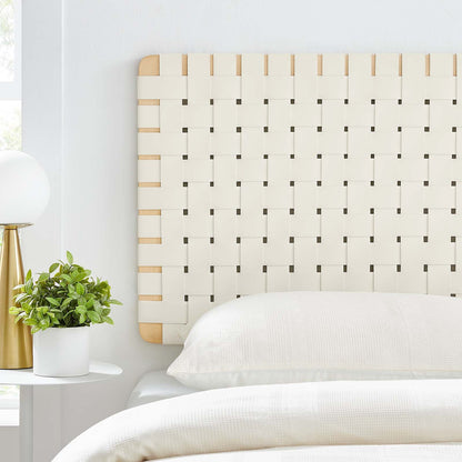 Stina Wall-Mount Vegan Leather Weave Headboard