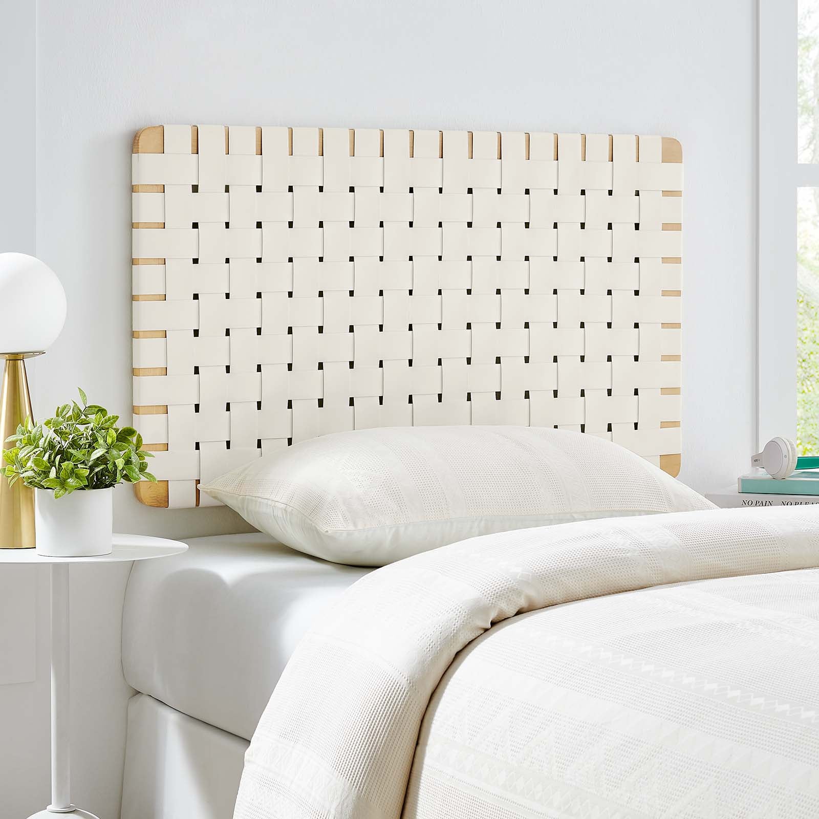 Stina Wall-Mount Vegan Leather Weave Headboard