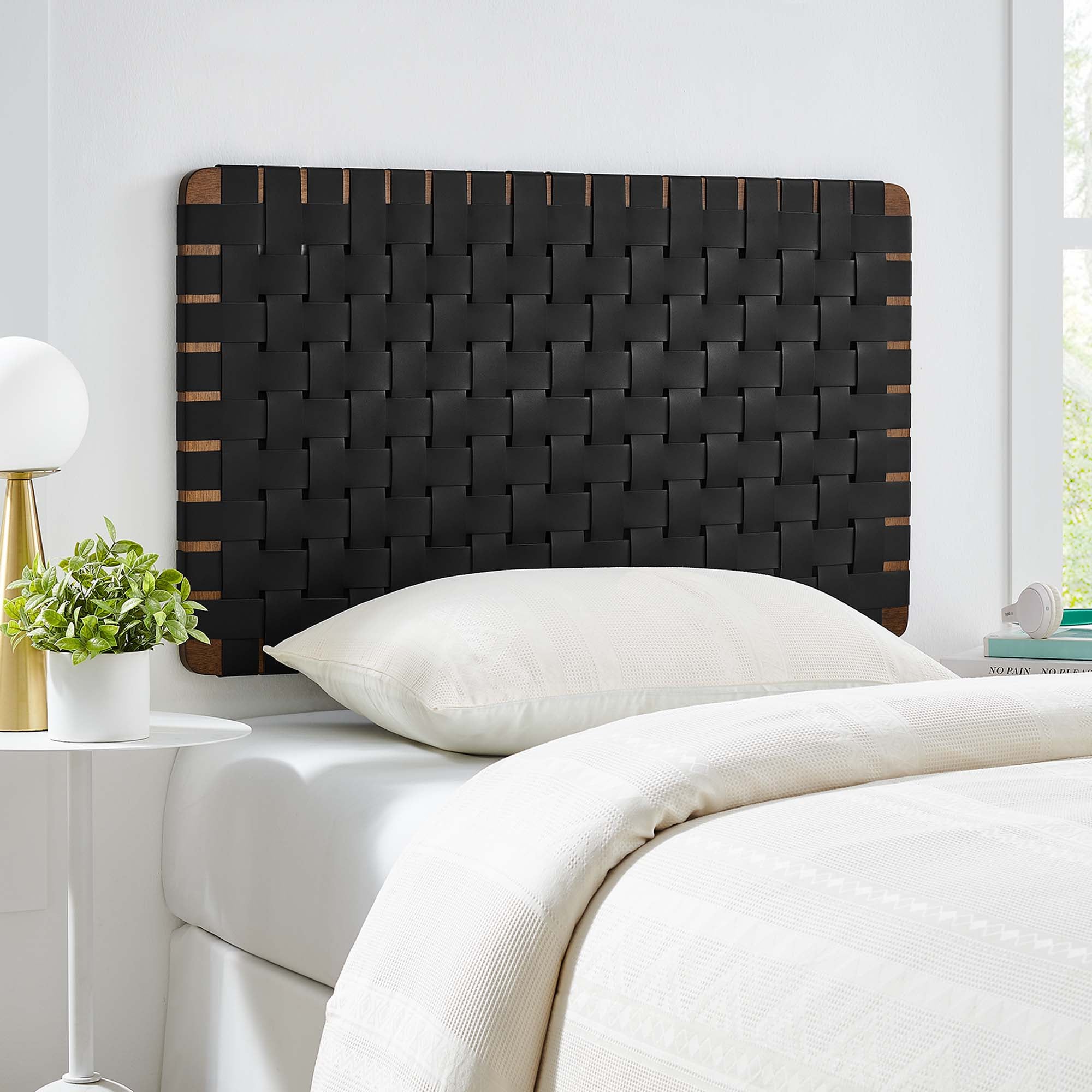 Sparta Weave Wall-Mount Twin Vegan Leather Headboard