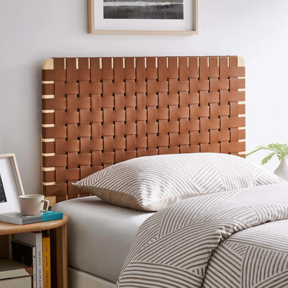 Stina Twin Vegan Leather Weave Headboard