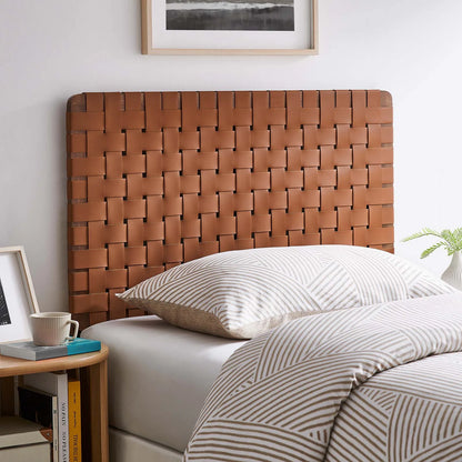 Stina Twin Vegan Leather Weave Headboard