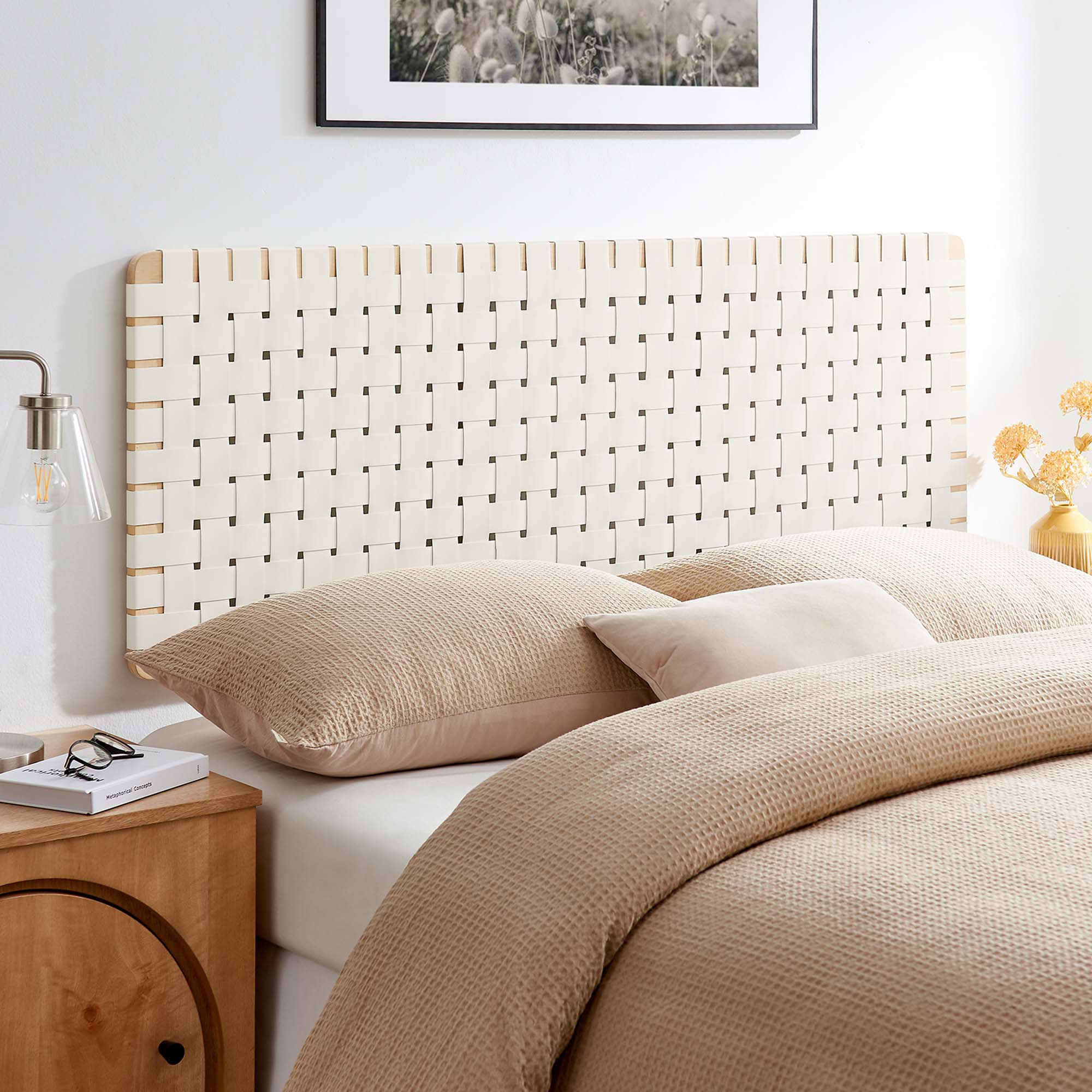 Sparta Weave Wall-Mount Queen Vegan Leather Headboard