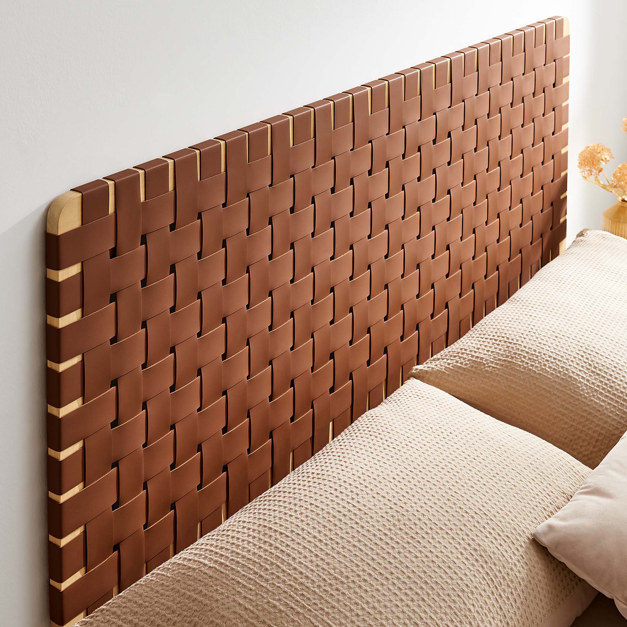 Sparta Weave Wall-Mount Queen Vegan Leather Headboard