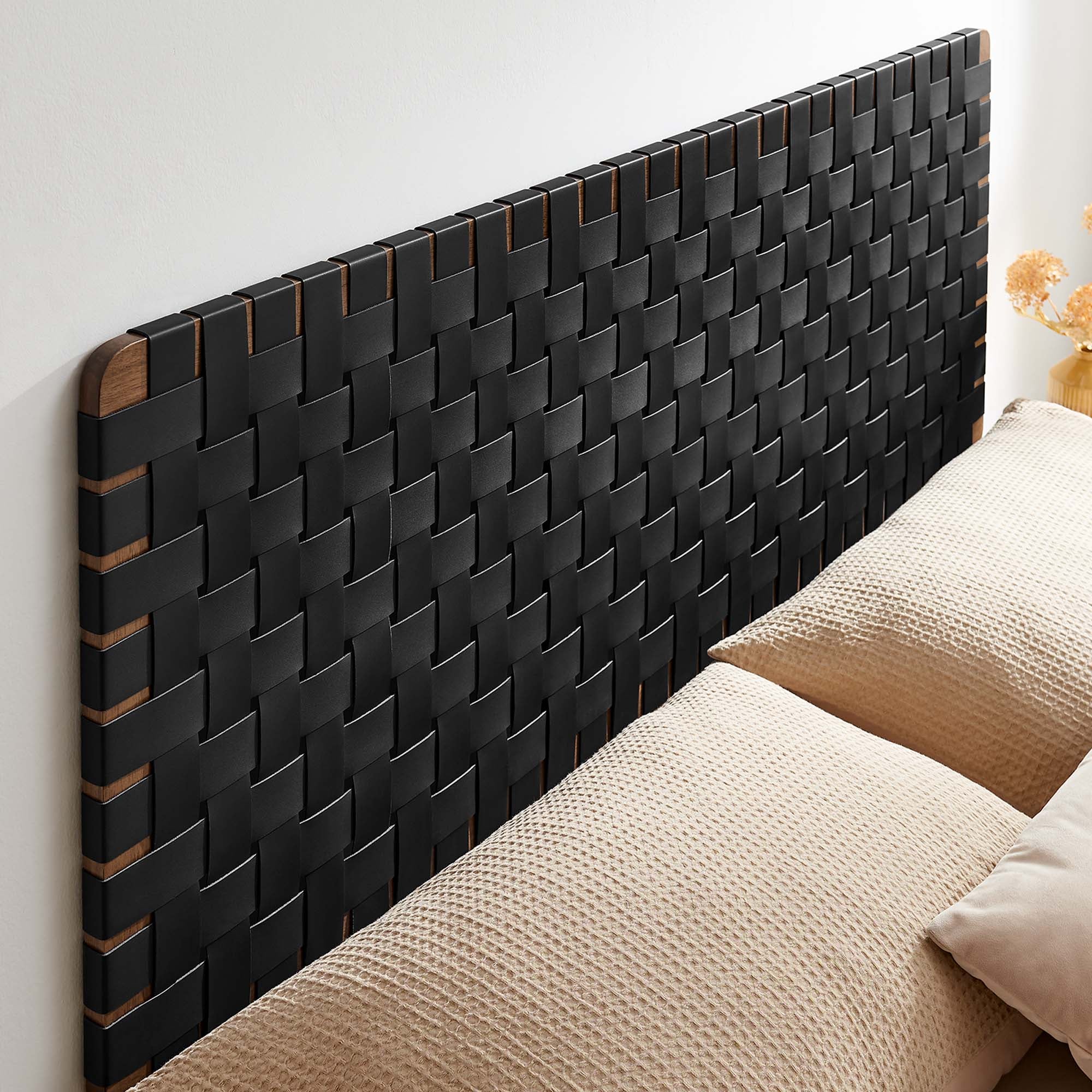 Sparta Weave Wall-Mount Queen Vegan Leather Headboard