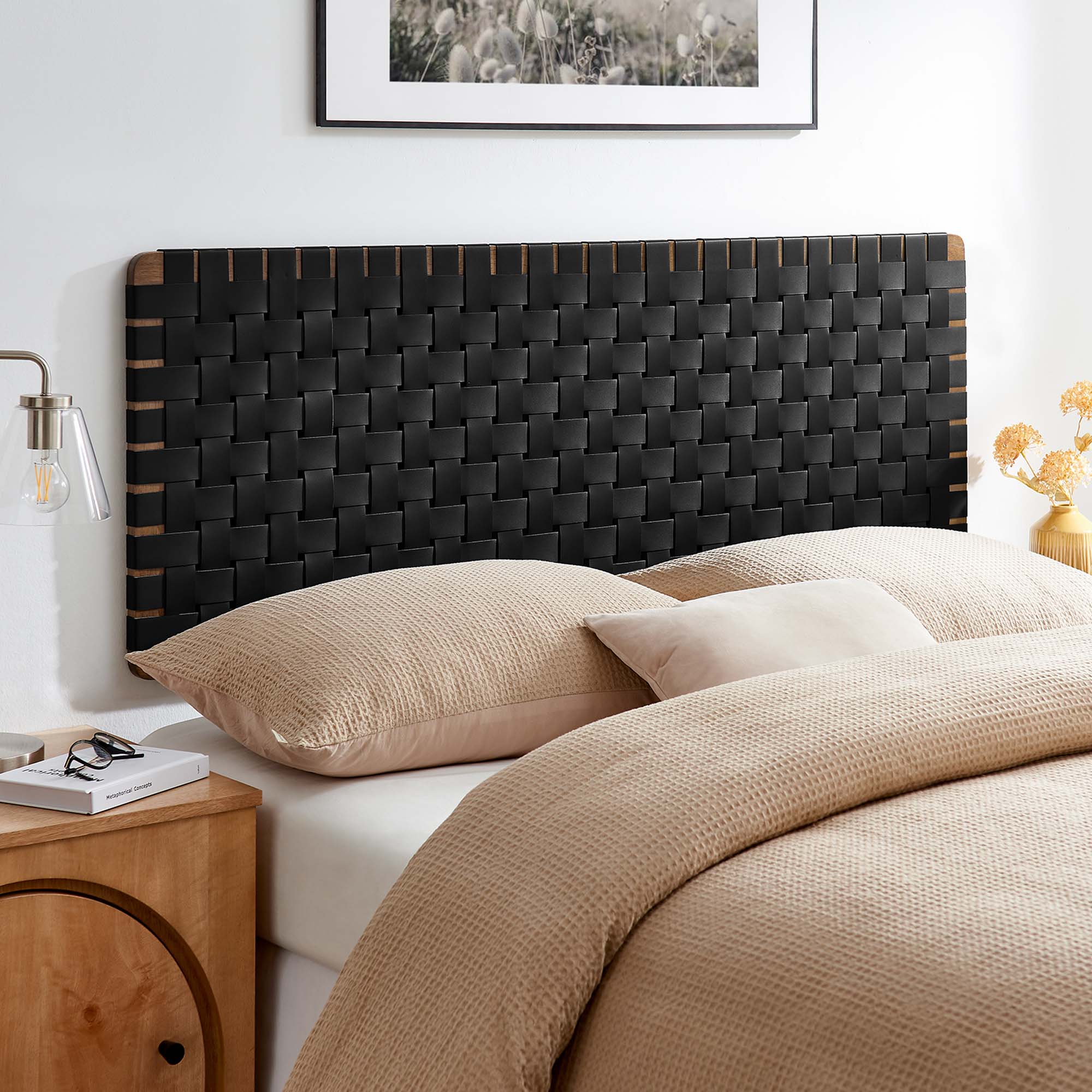 Sparta Weave Wall-Mount Queen Vegan Leather Headboard