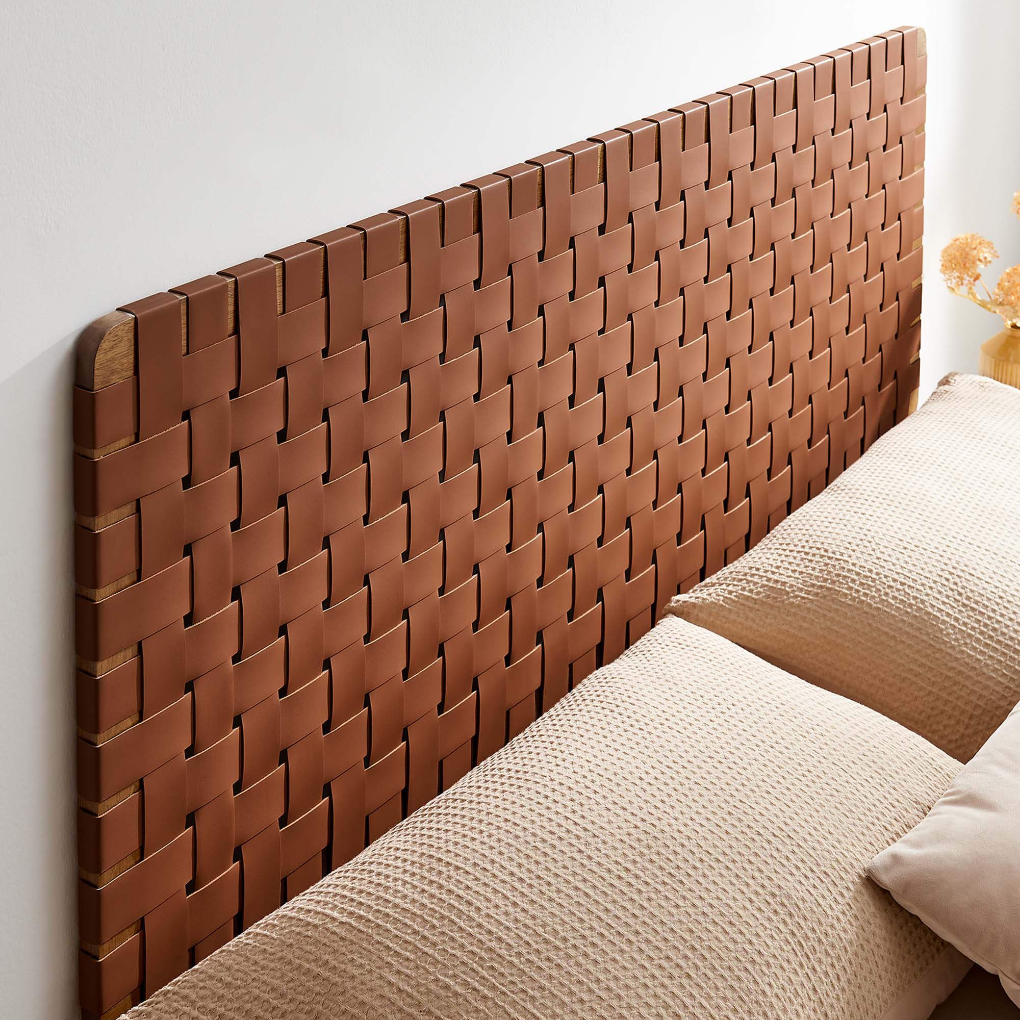 Sparta Weave Wall-Mount Queen Vegan Leather Headboard