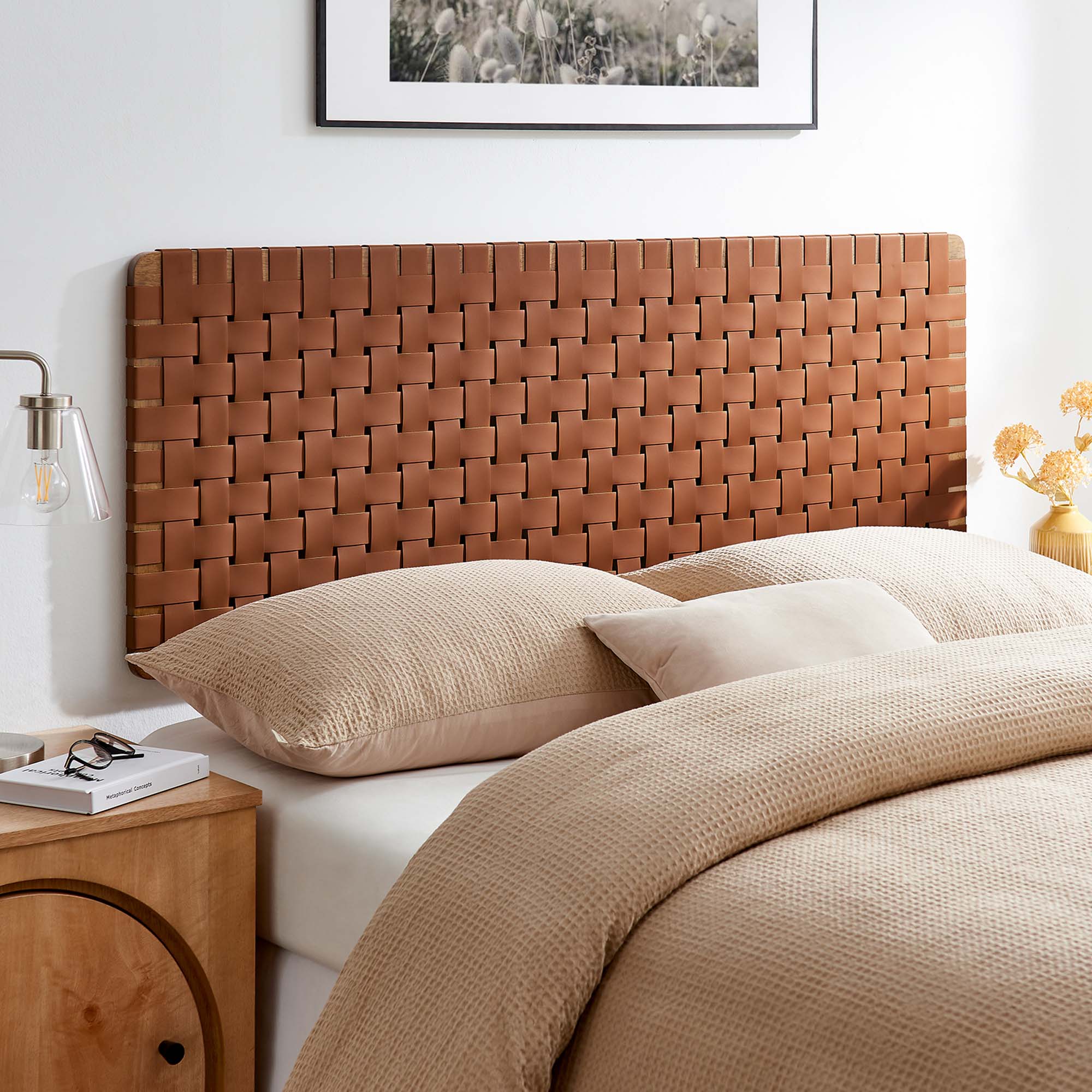 Sparta Weave Wall-Mount Queen Vegan Leather Headboard