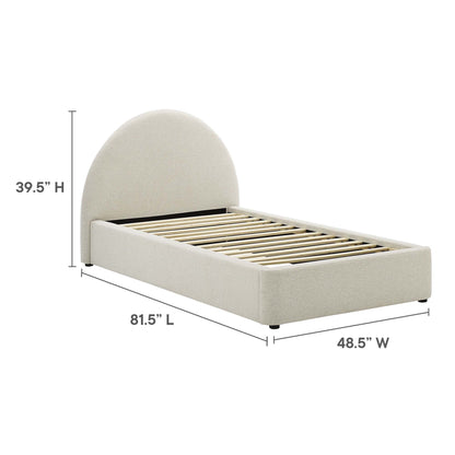 Resort Upholstered Fabric Arched Round Twin Platform Bed