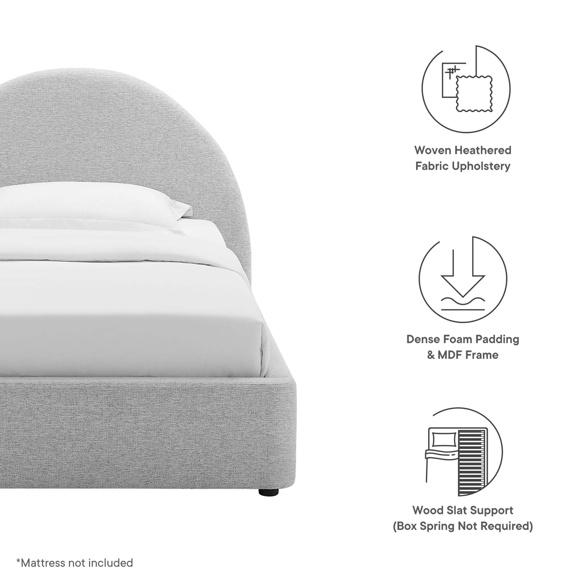 Resort Upholstered Fabric Arched Round Twin Platform Bed