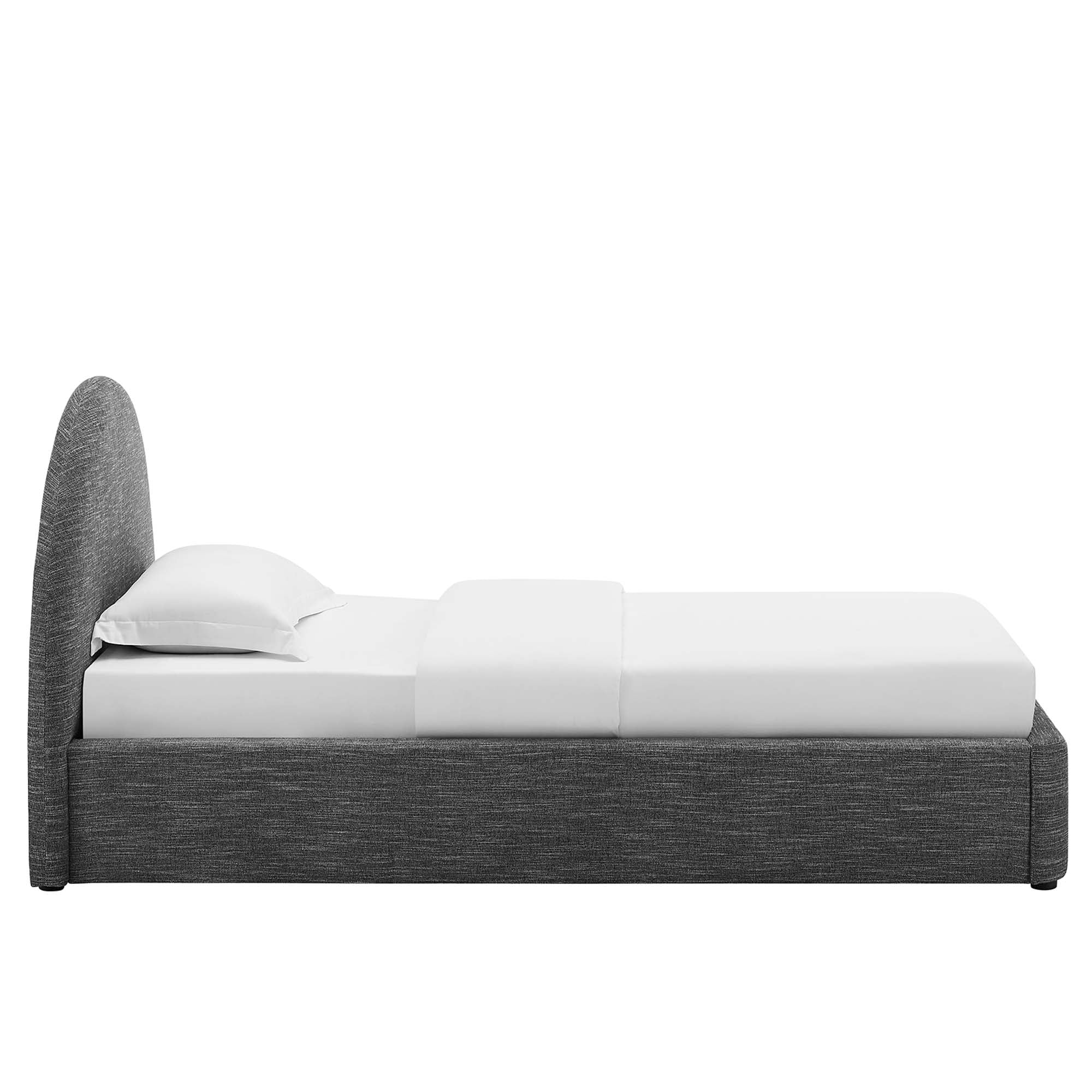 Resort Upholstered Fabric Arched Round Twin Platform Bed