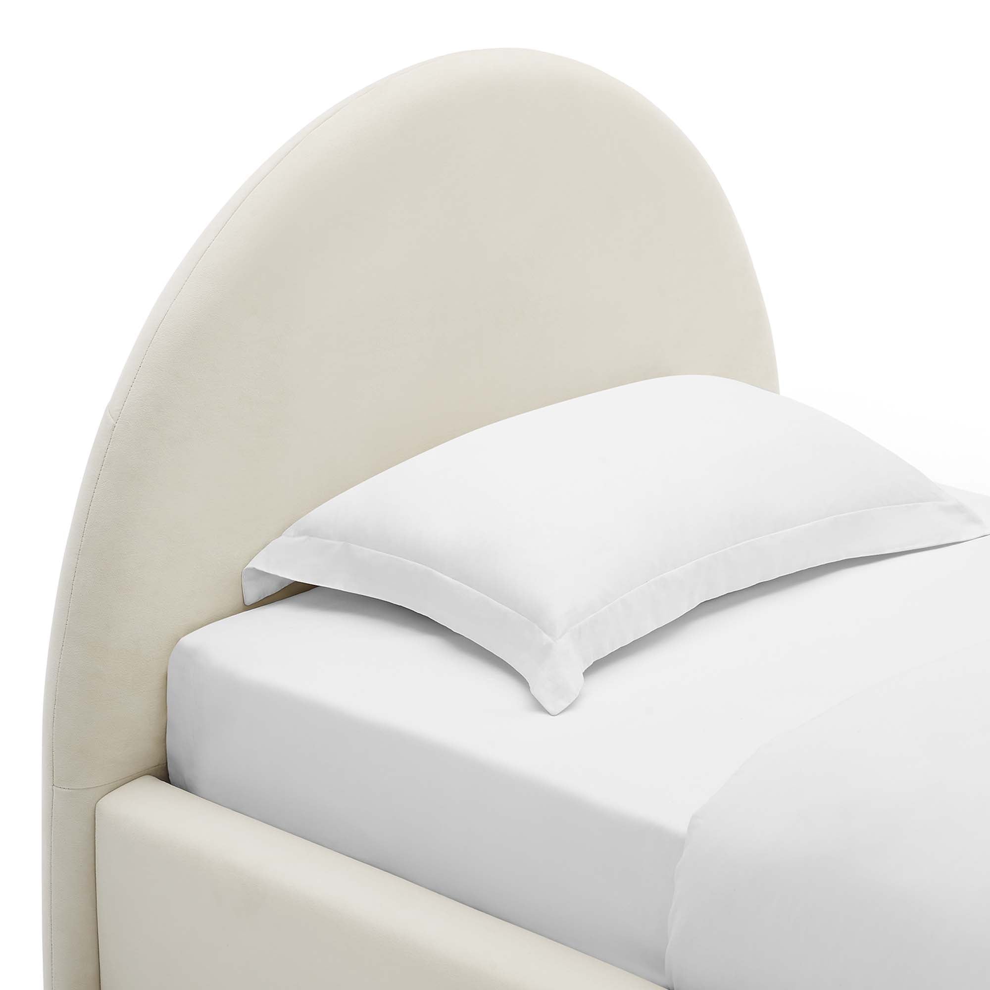 Resort Performance Velvet Arched Round Twin Platform Bed