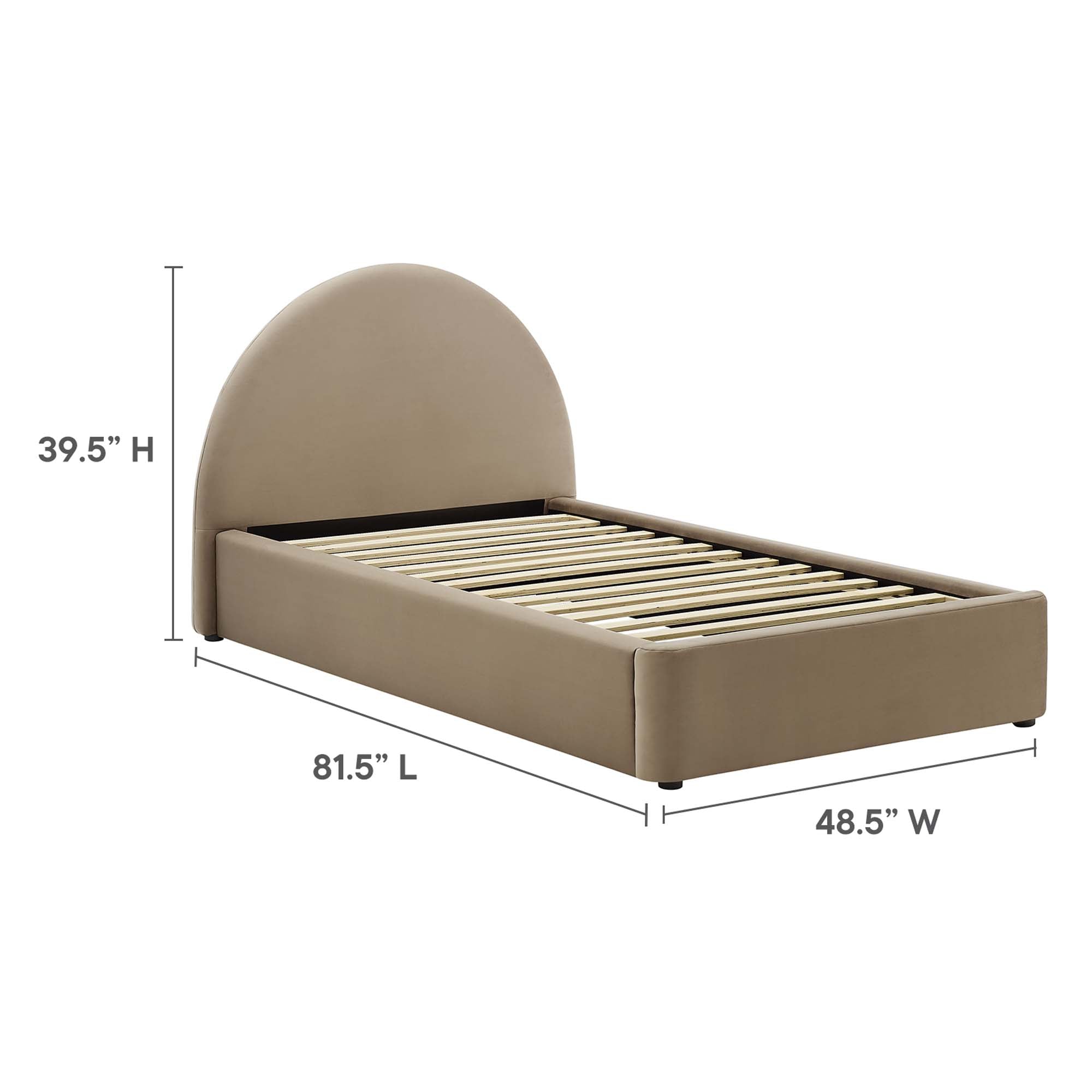 Resort Performance Velvet Arched Round Twin Platform Bed