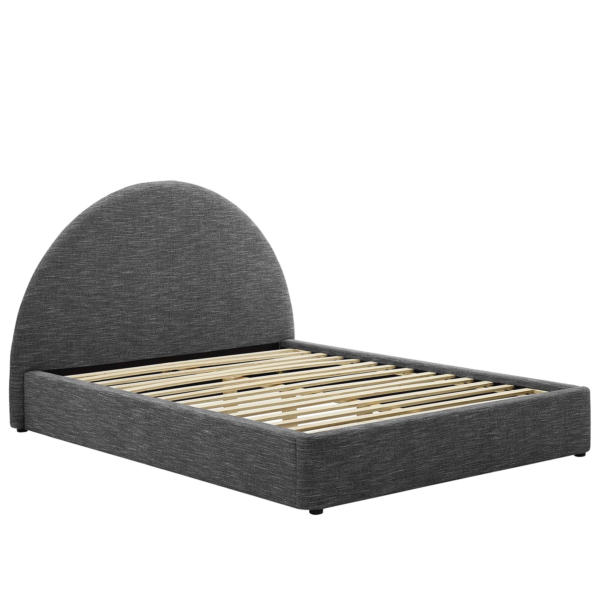 Resort Upholstered Fabric Arched Round Full Platform Bed