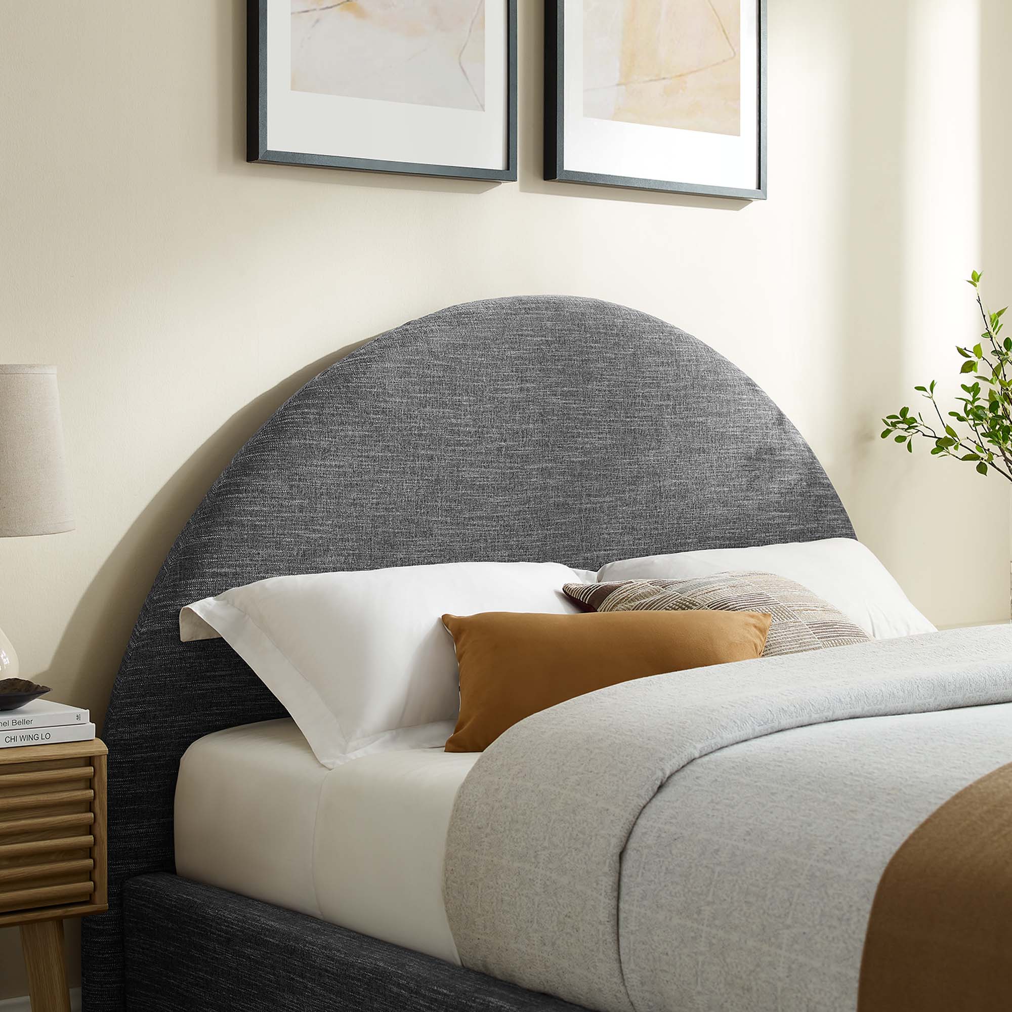 Resort Upholstered Fabric Arched Round Full Platform Bed