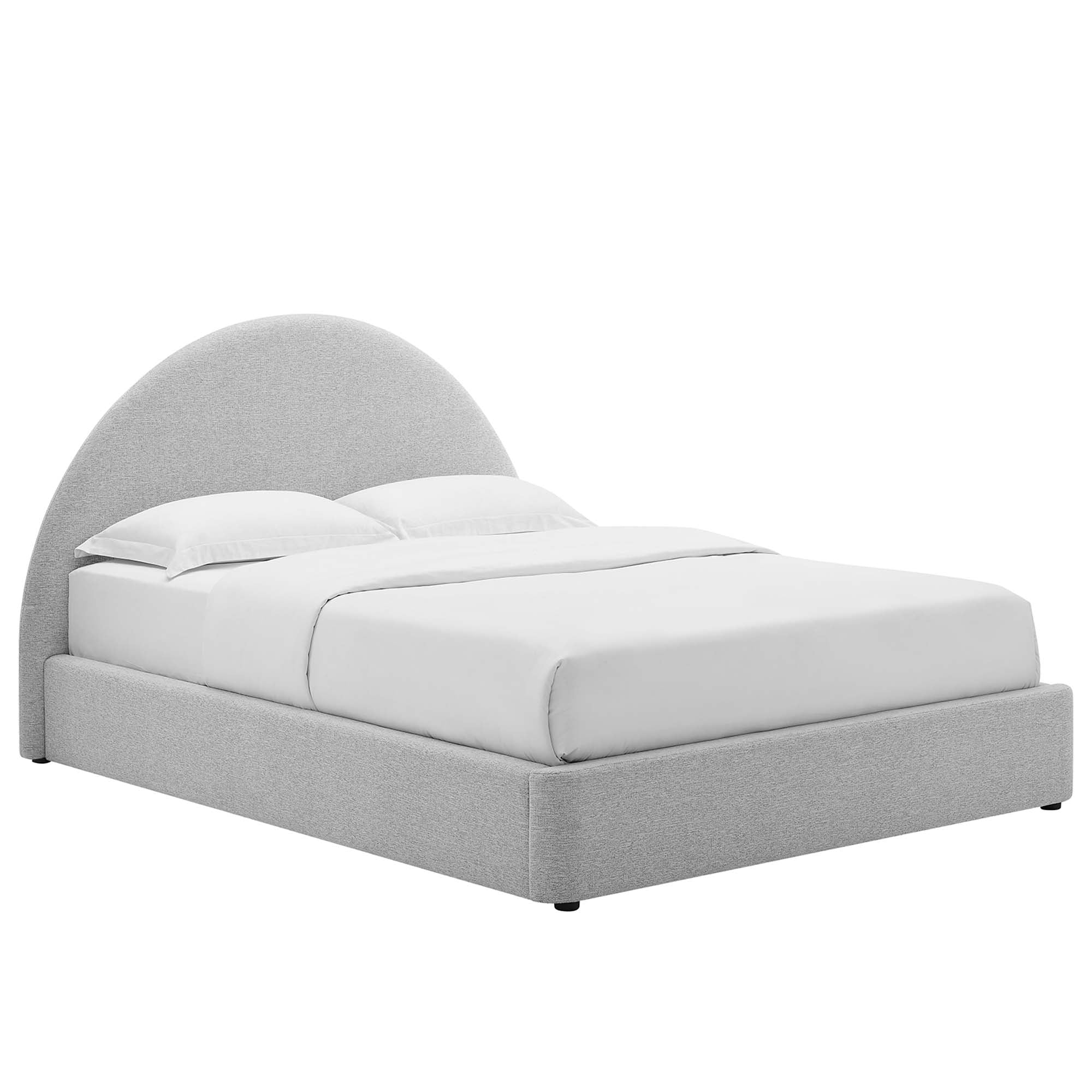 Resort Upholstered Fabric Arched Round Queen Platform Bed