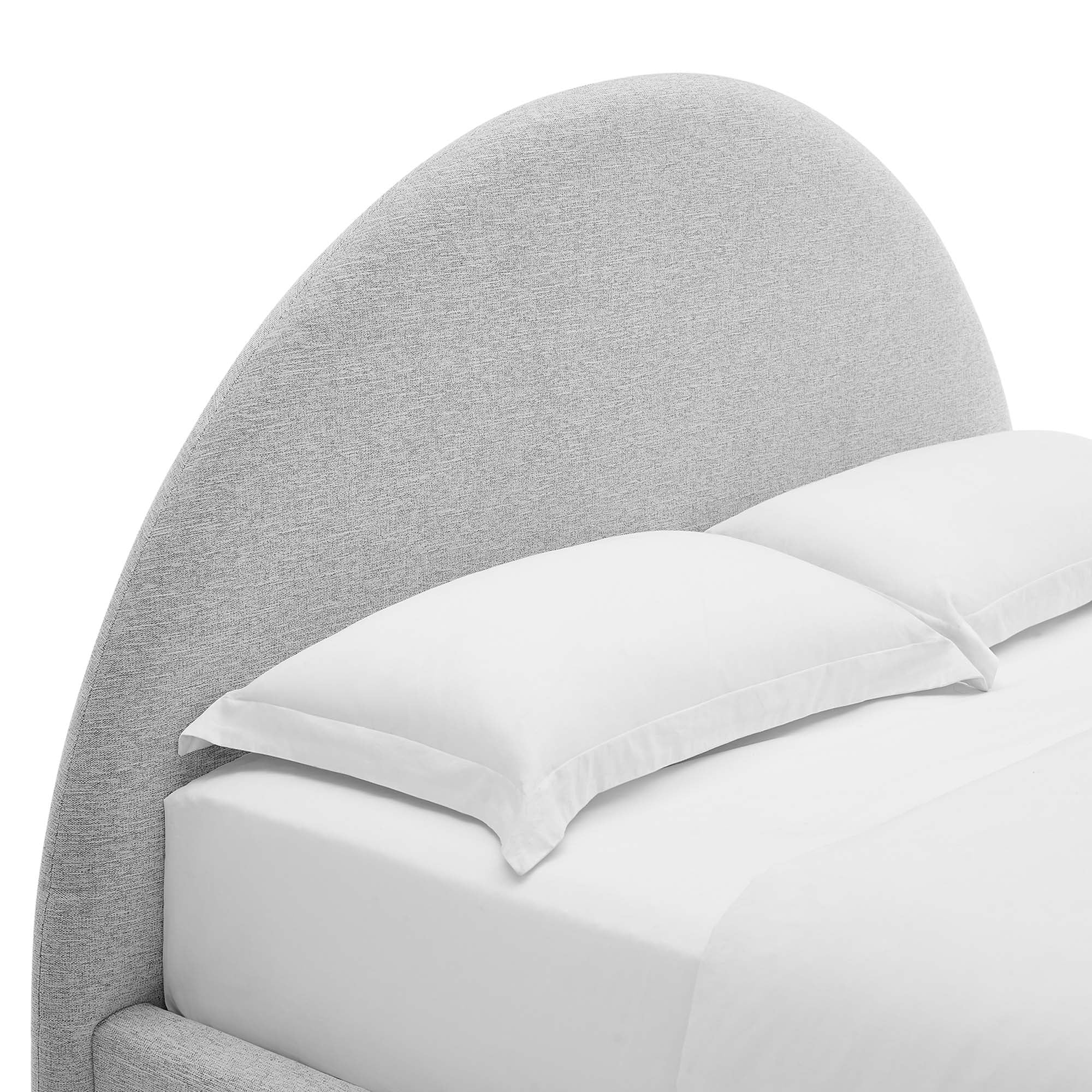 Resort Upholstered Fabric Arched Round Queen Platform Bed