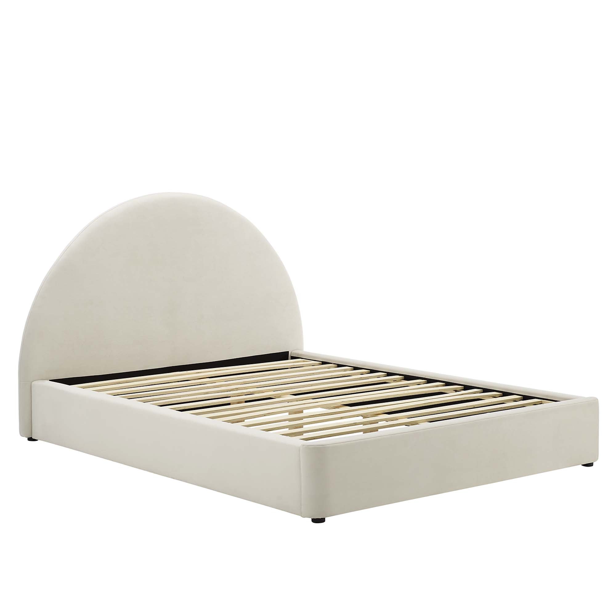 Resort Performance Velvet Arched Round Queen Platform Bed