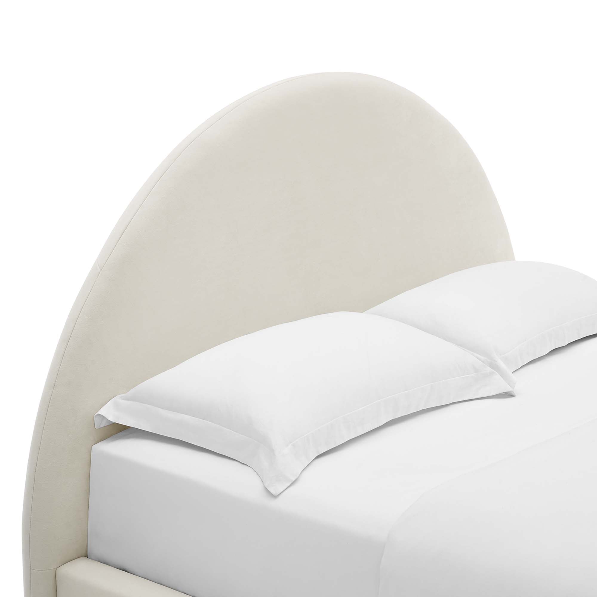 Resort Performance Velvet Arched Round Queen Platform Bed