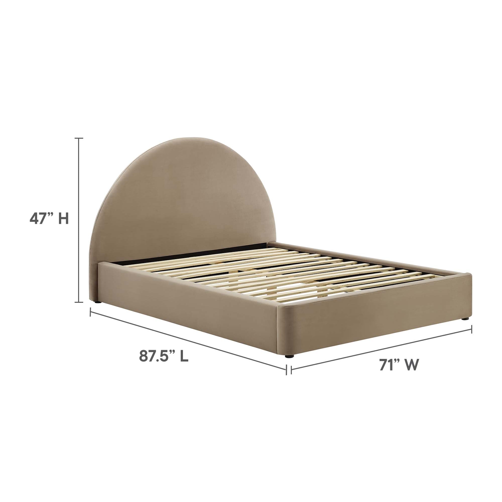 Resort Performance Velvet Arched Round Queen Platform Bed