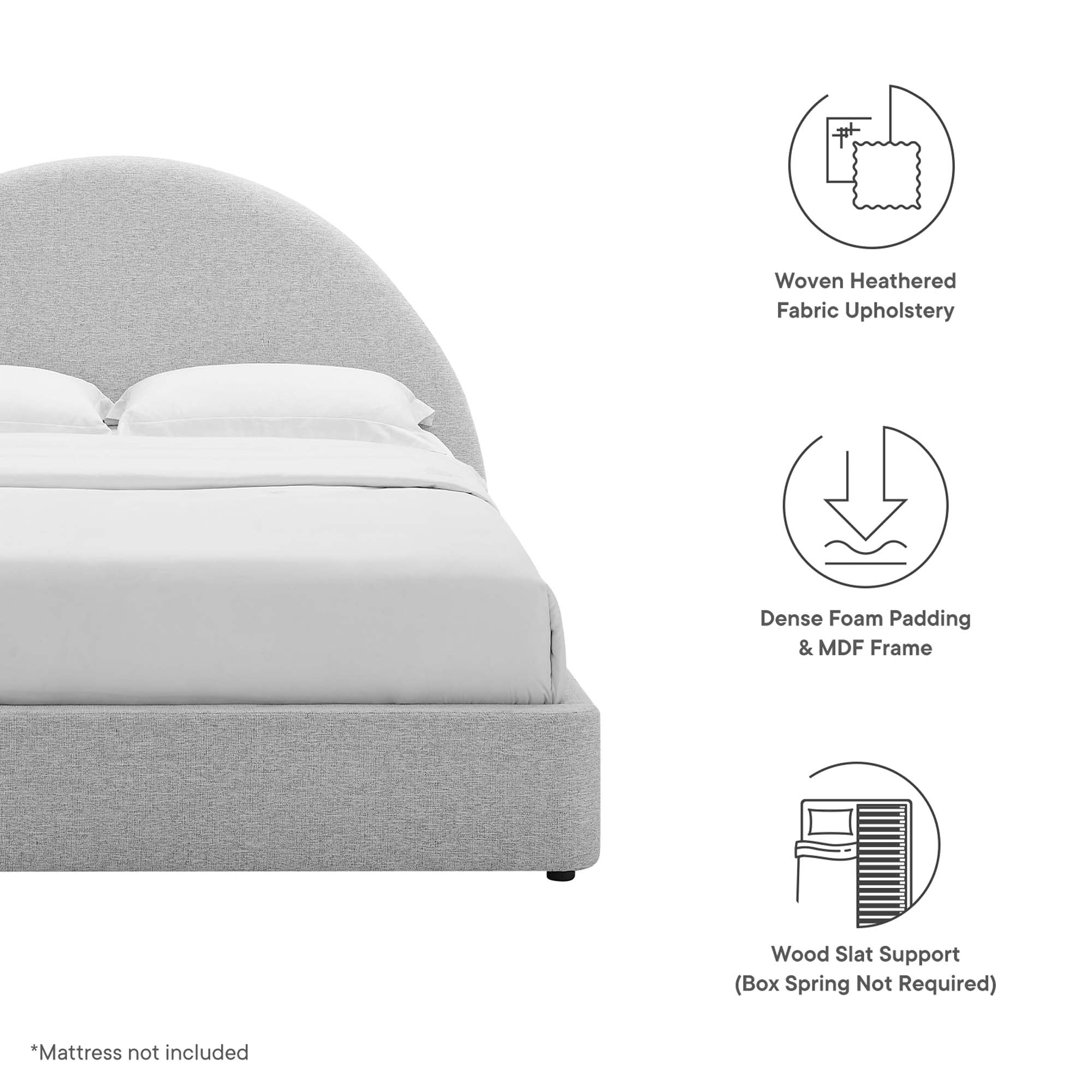 Resort Upholstered Fabric Arched Round King Platform Bed