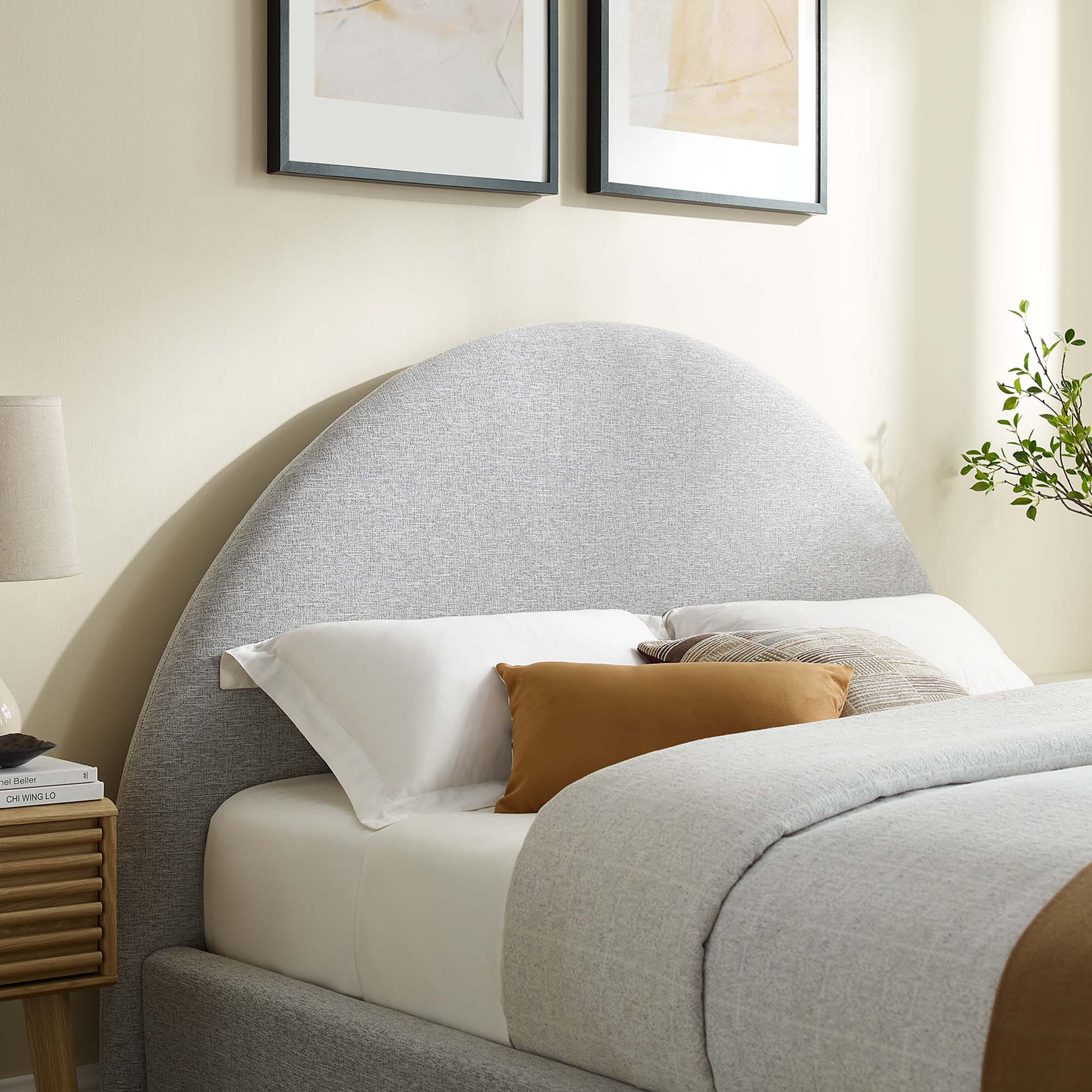 Resort Upholstered Fabric Arched Round King Platform Bed