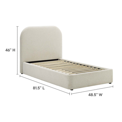 Keynote Upholstered Fabric Curved Twin Platform Bed