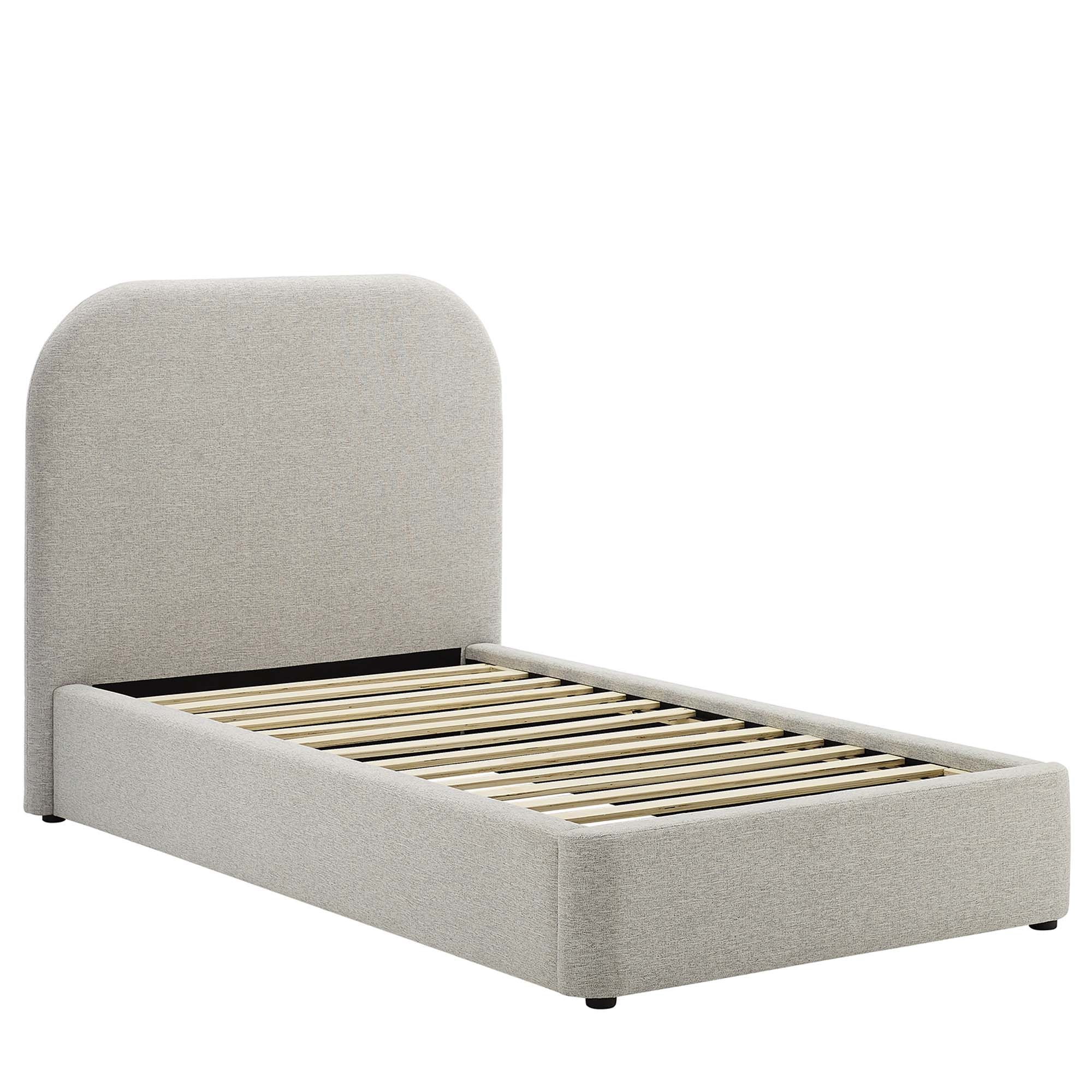 Keynote Upholstered Fabric Curved Twin Platform Bed