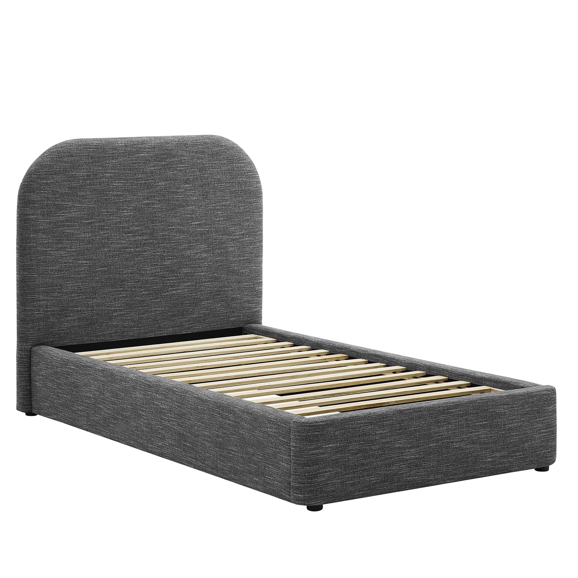 Keynote Upholstered Fabric Curved Twin Platform Bed