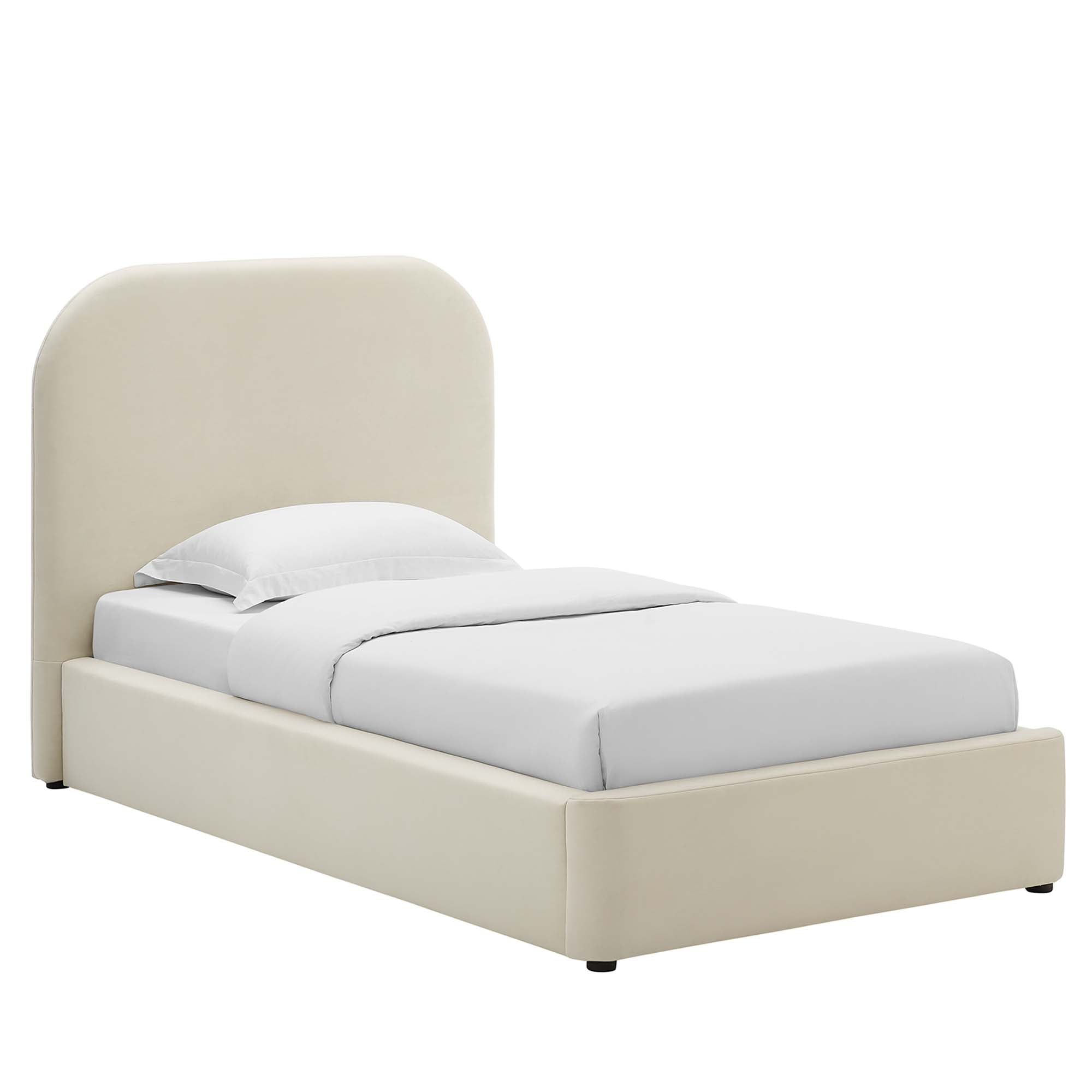 Keynote Performance Velvet Curved Twin Platform Bed