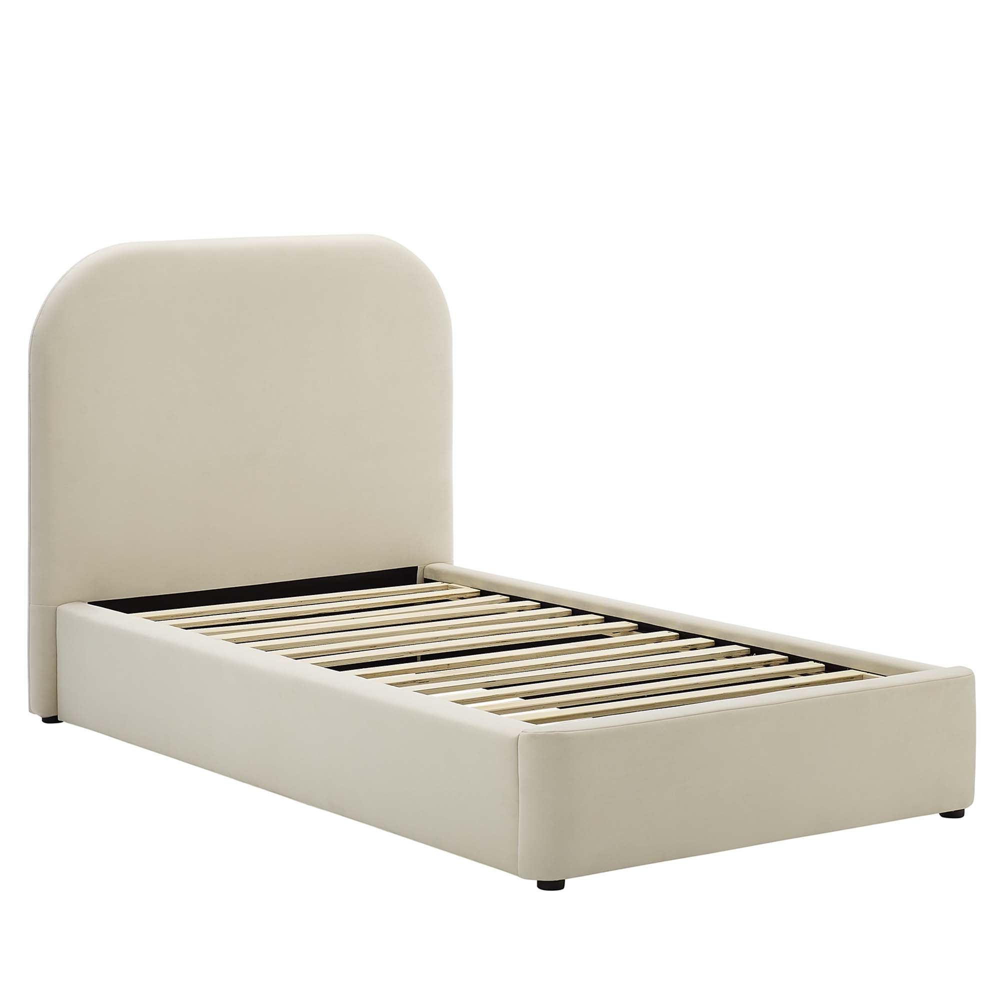 Keynote Performance Velvet Curved Twin Platform Bed