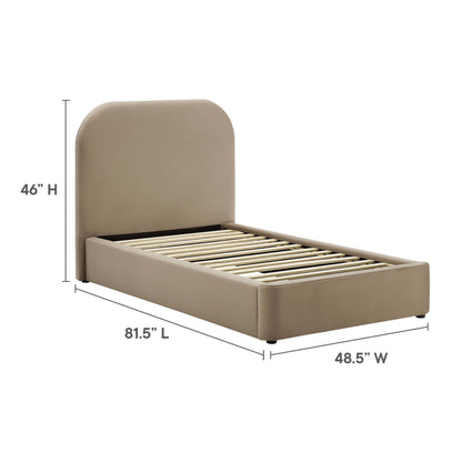 Keynote Performance Velvet Curved Twin Platform Bed
