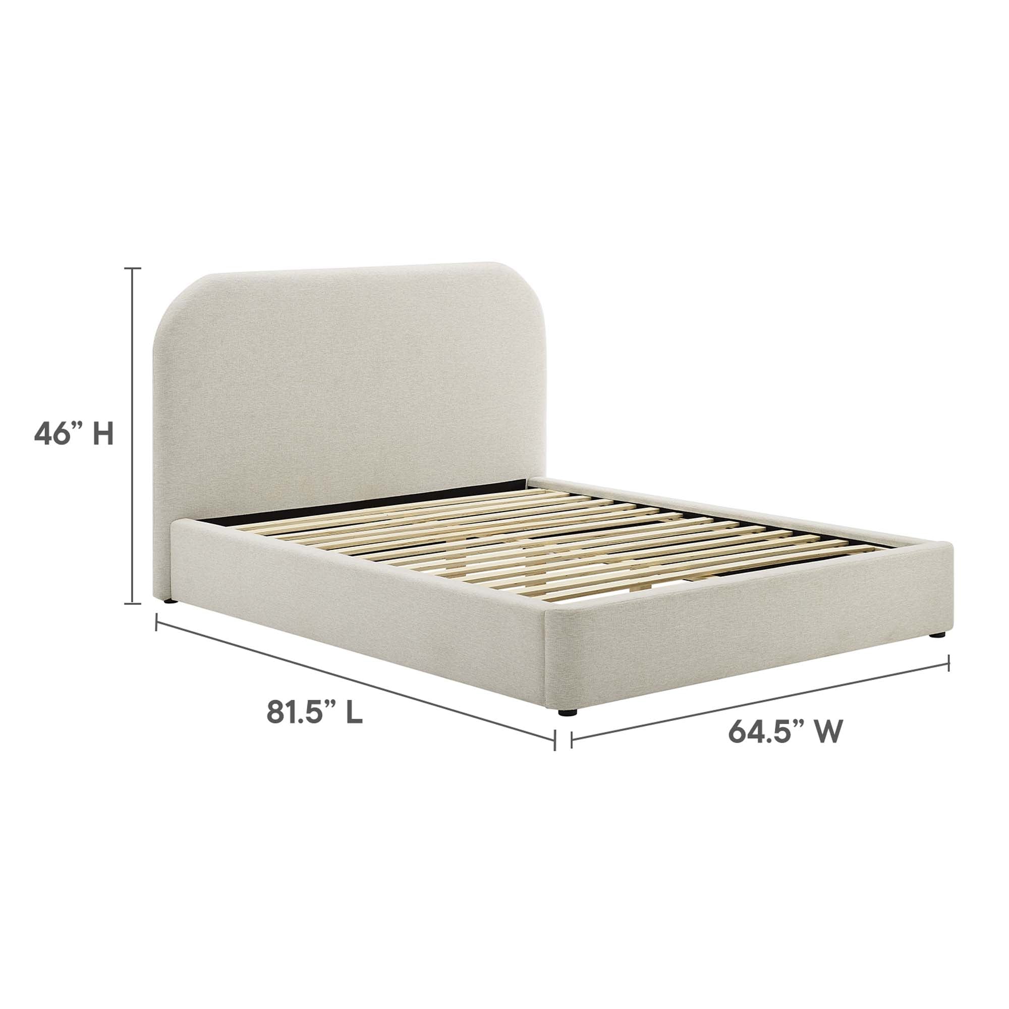 Keynote Upholstered Fabric Curved Full Platform Bed