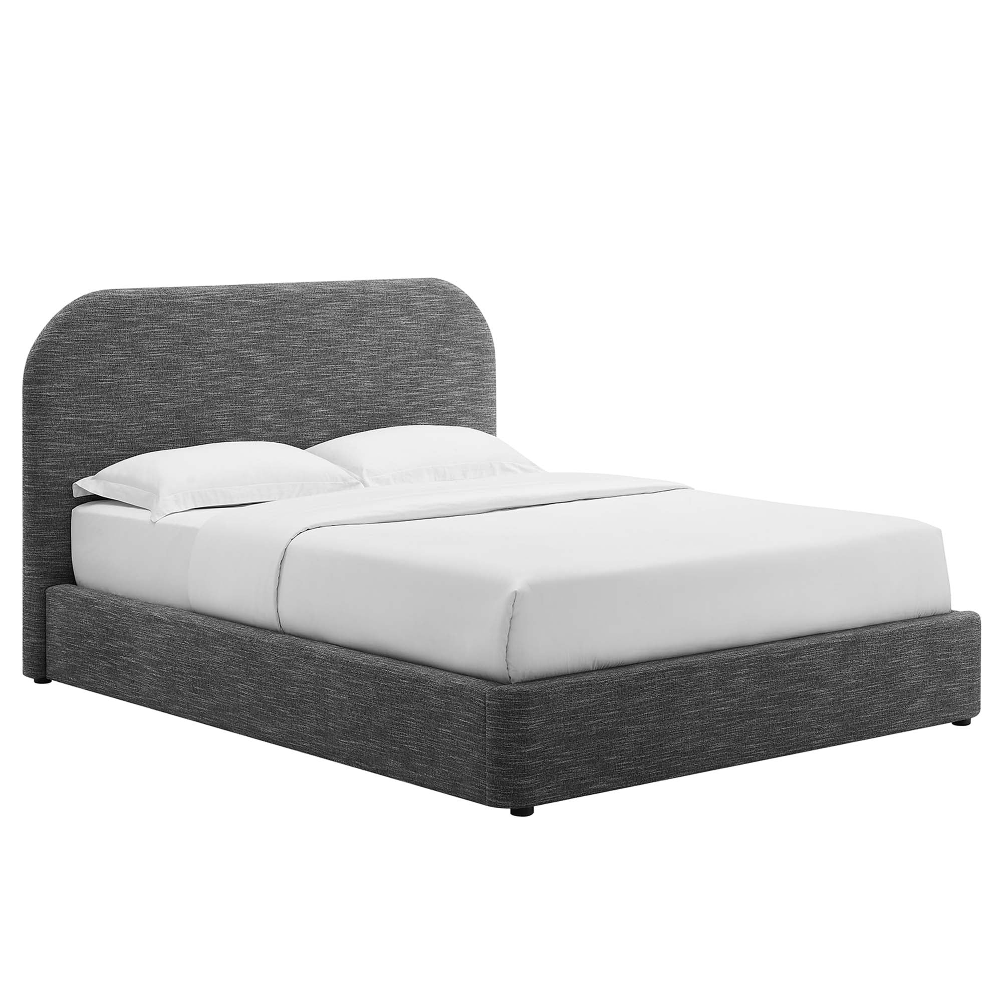 Keynote Upholstered Fabric Curved Full Platform Bed